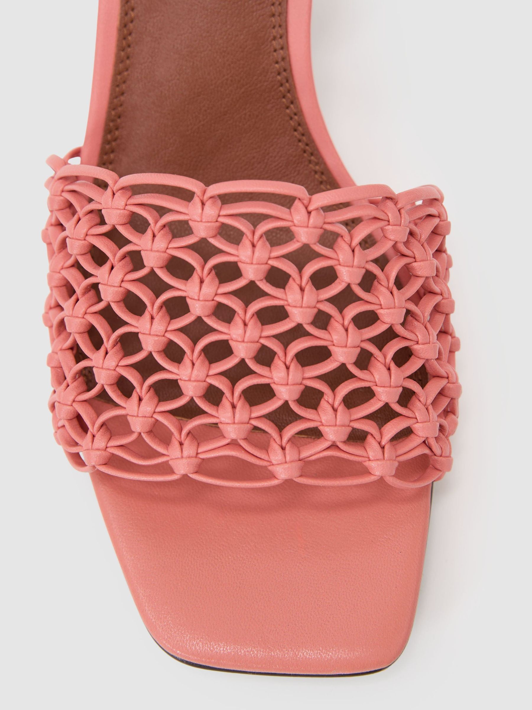 Woven Ankle-Strap Kitten Heel Sandals in Pink - Image 5 of 5