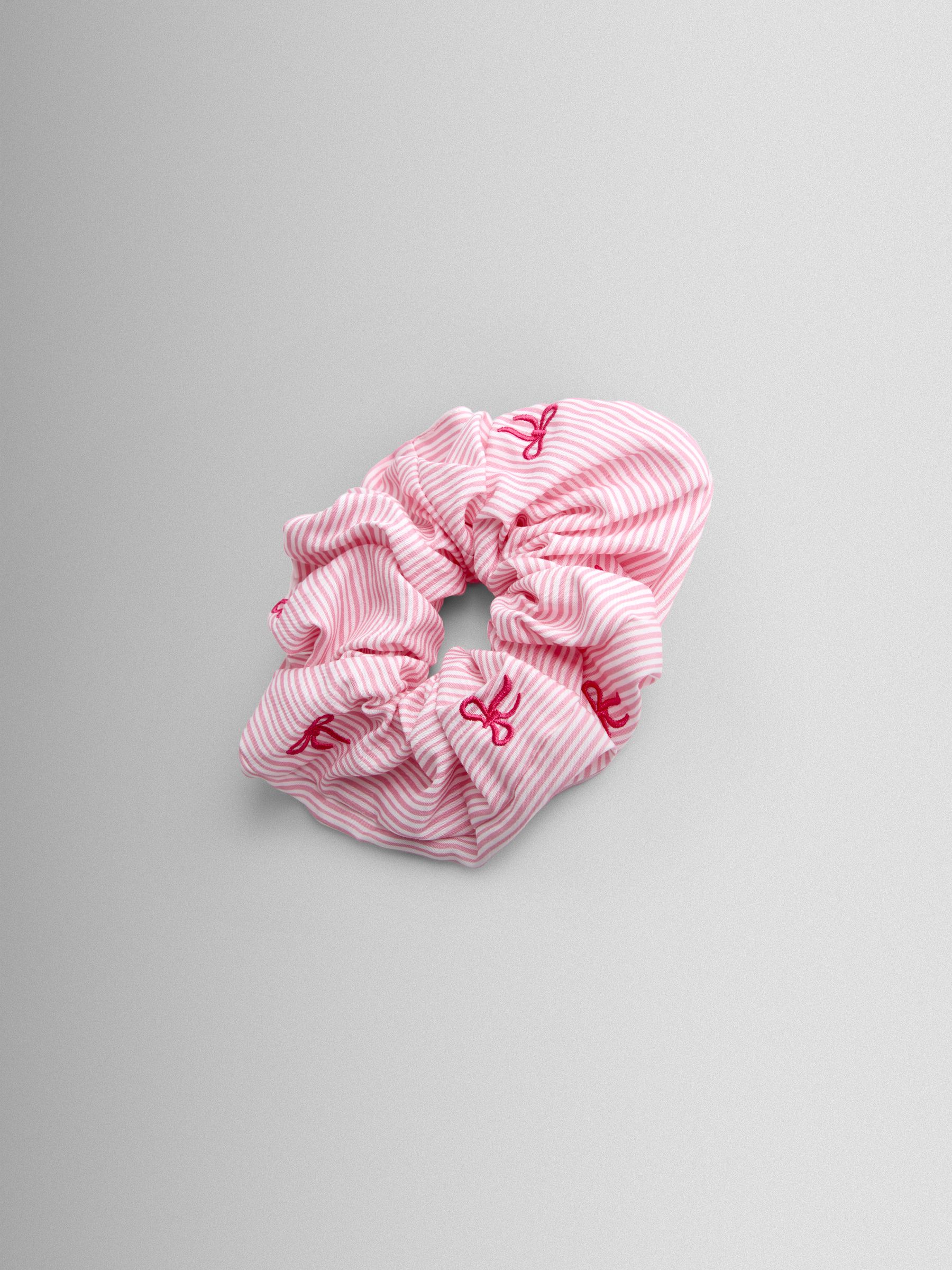 Bright Pink Large Bow Embroidered Scrunchie - Image 3 of 4