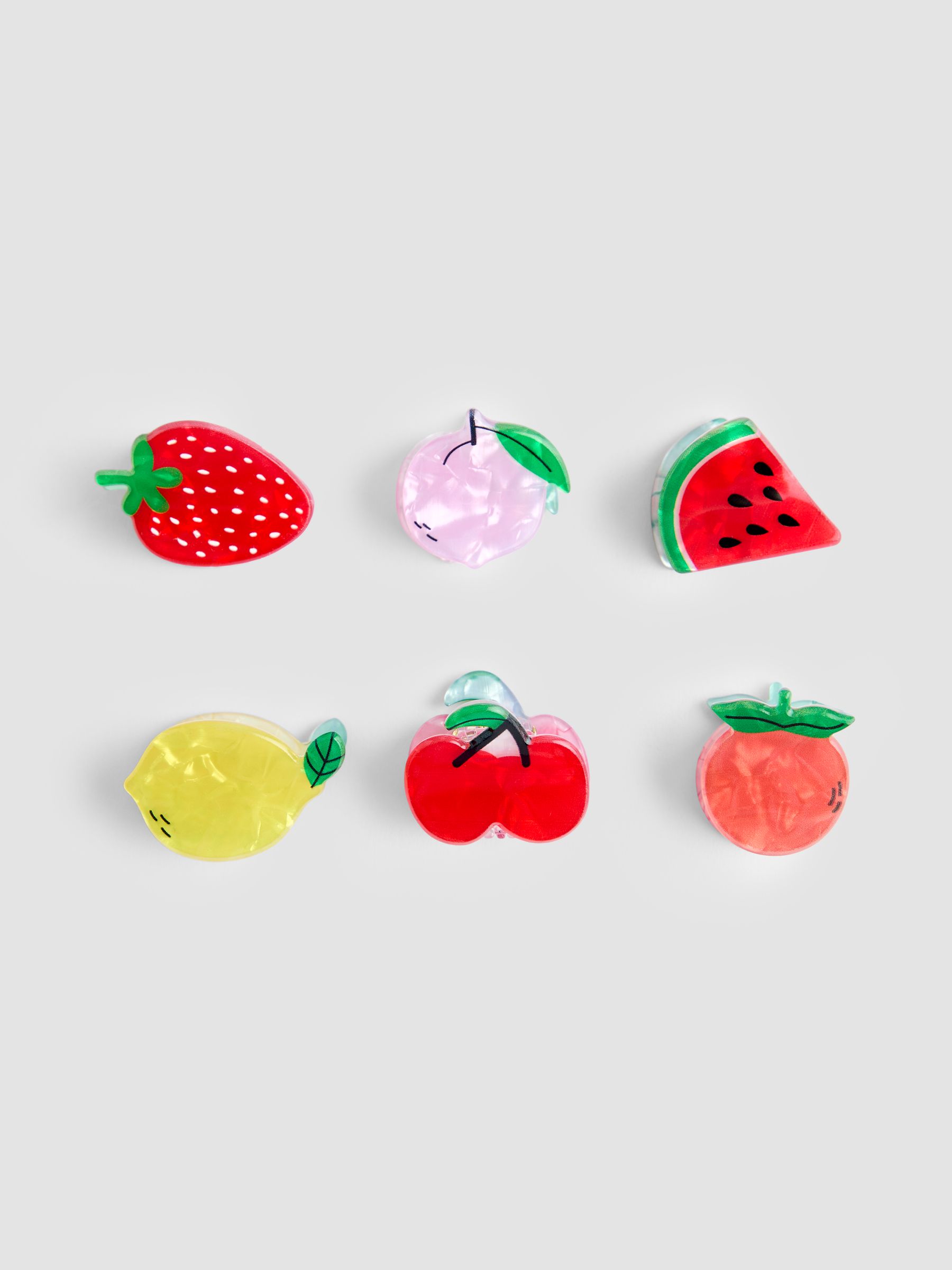Multi Colour 6-Pack Fruit Claw Clips - Image 2 of 4