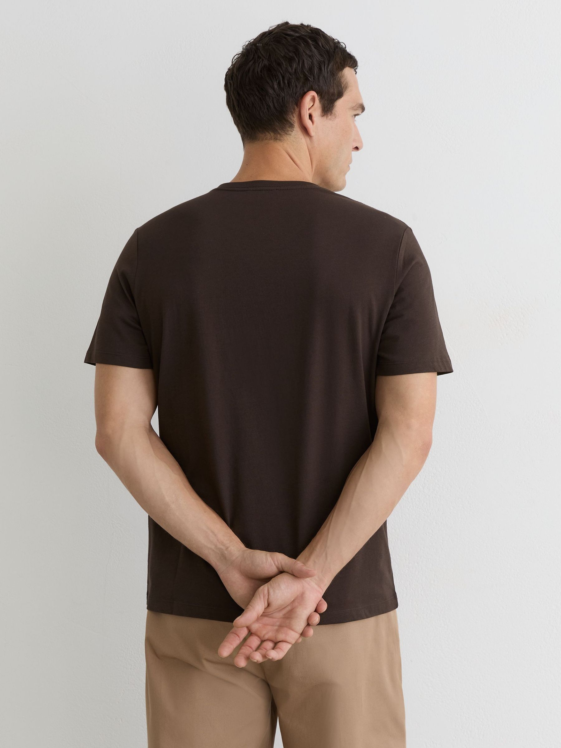 Cotton V-neck Tailored-Fit T-Shirt in Coco Brown - Image 5 of 6