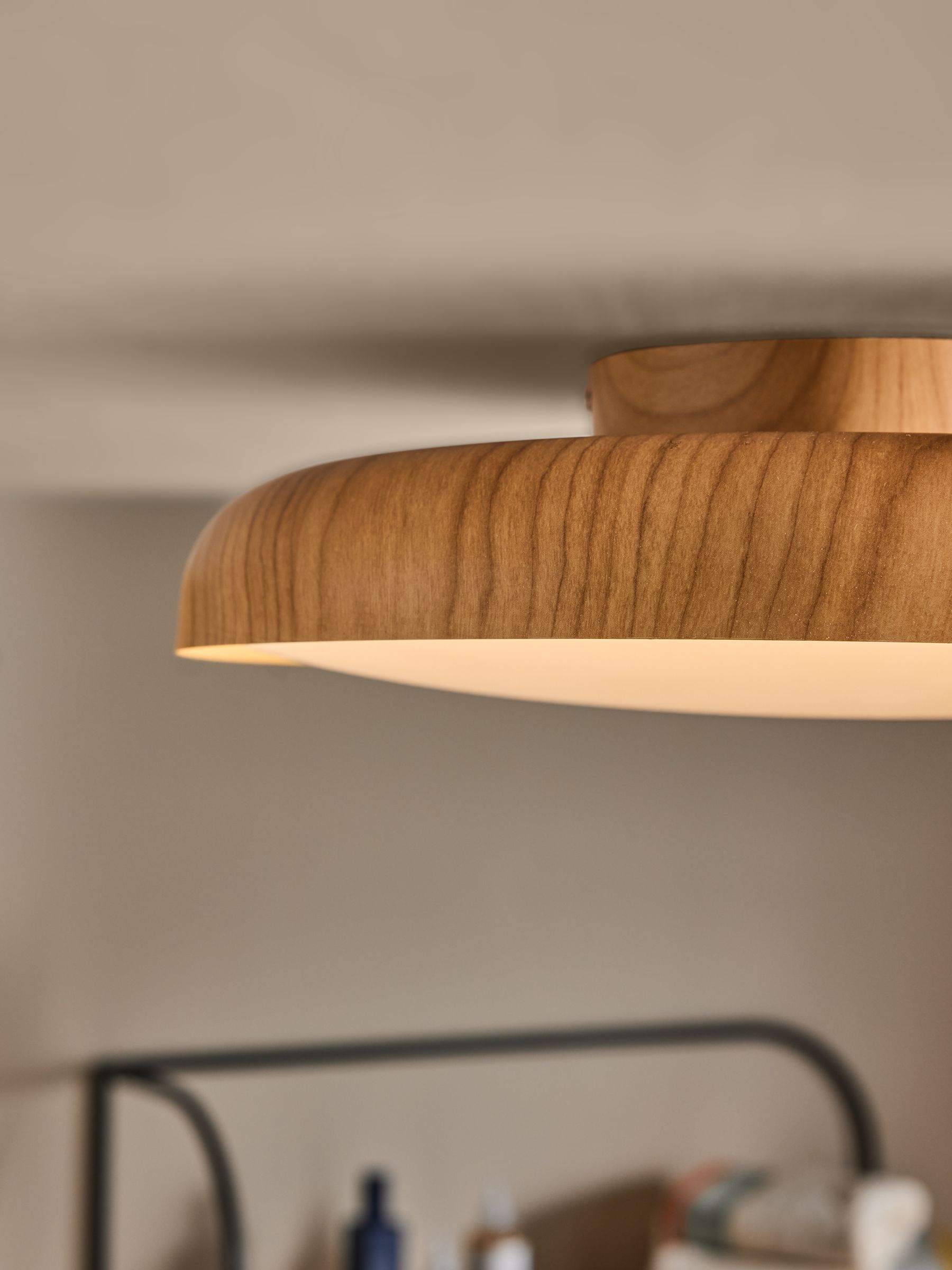Nura Flush Fitting Bathroom Ceiling Light in Wood - Image 2 of 5 Nura Flush Fitting Bathroom Ceiling Light in Wood - Image 2 of 5