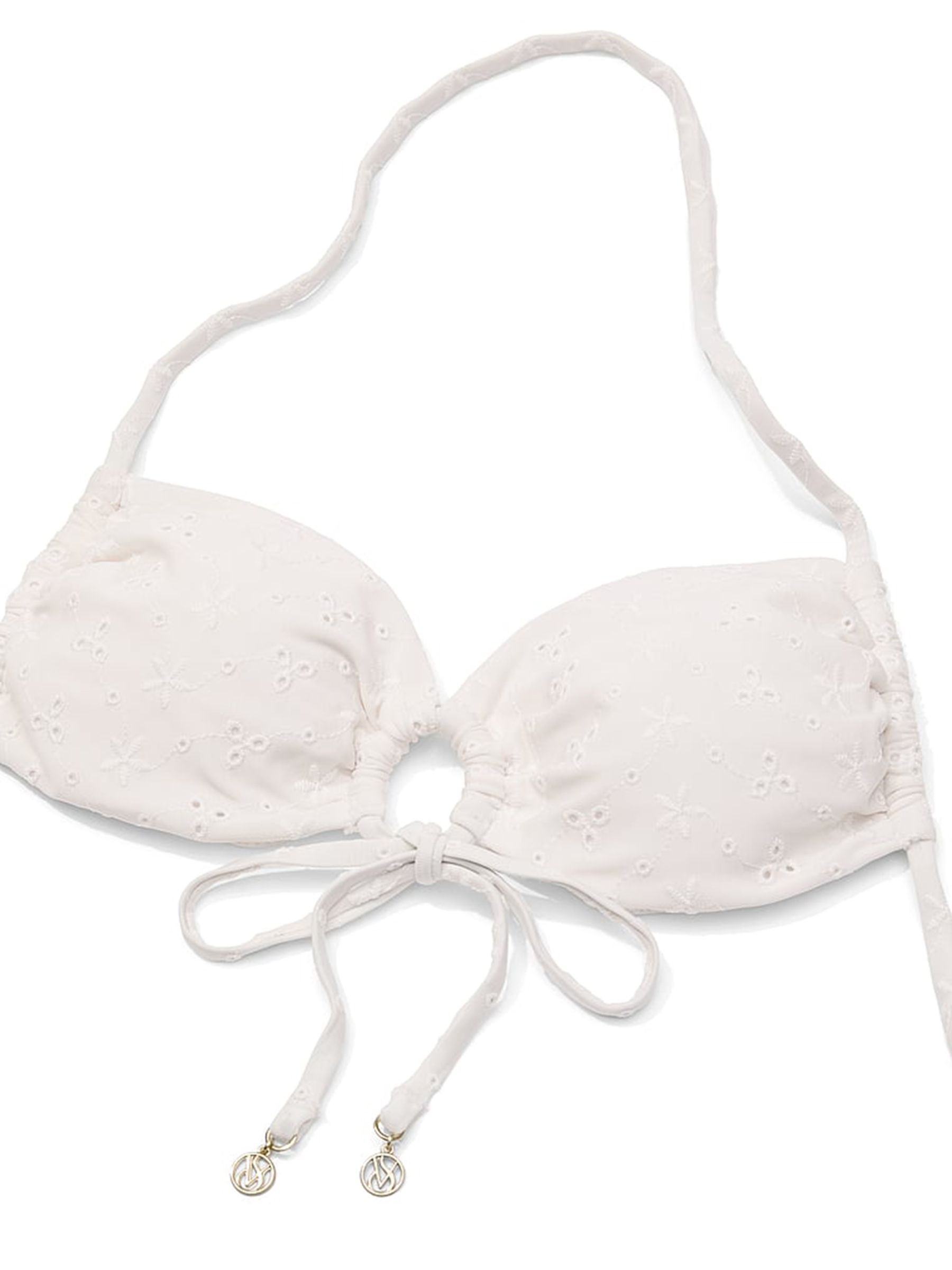Coconut White Halter Neck Eyelet Bikini Top - Image 3 of 3 Coconut White Halter Neck Eyelet Bikini Top - Image 3 of 3