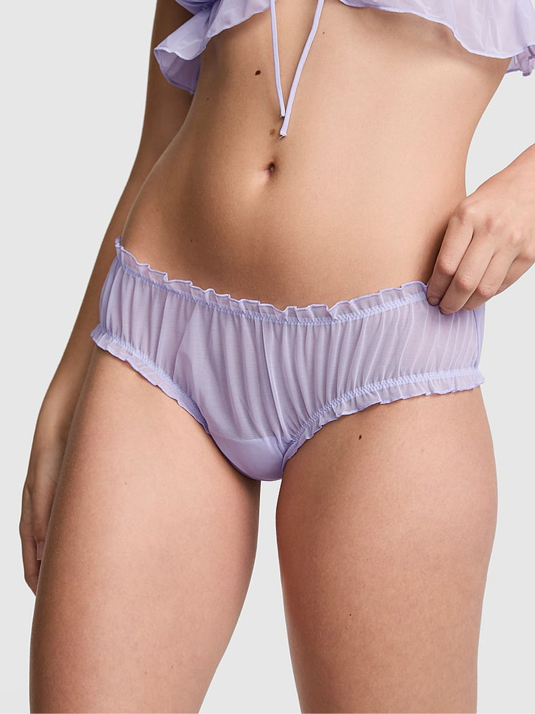 Sweet Lavender Purple Cheeky Mesh Knickers - Image 1 of 2