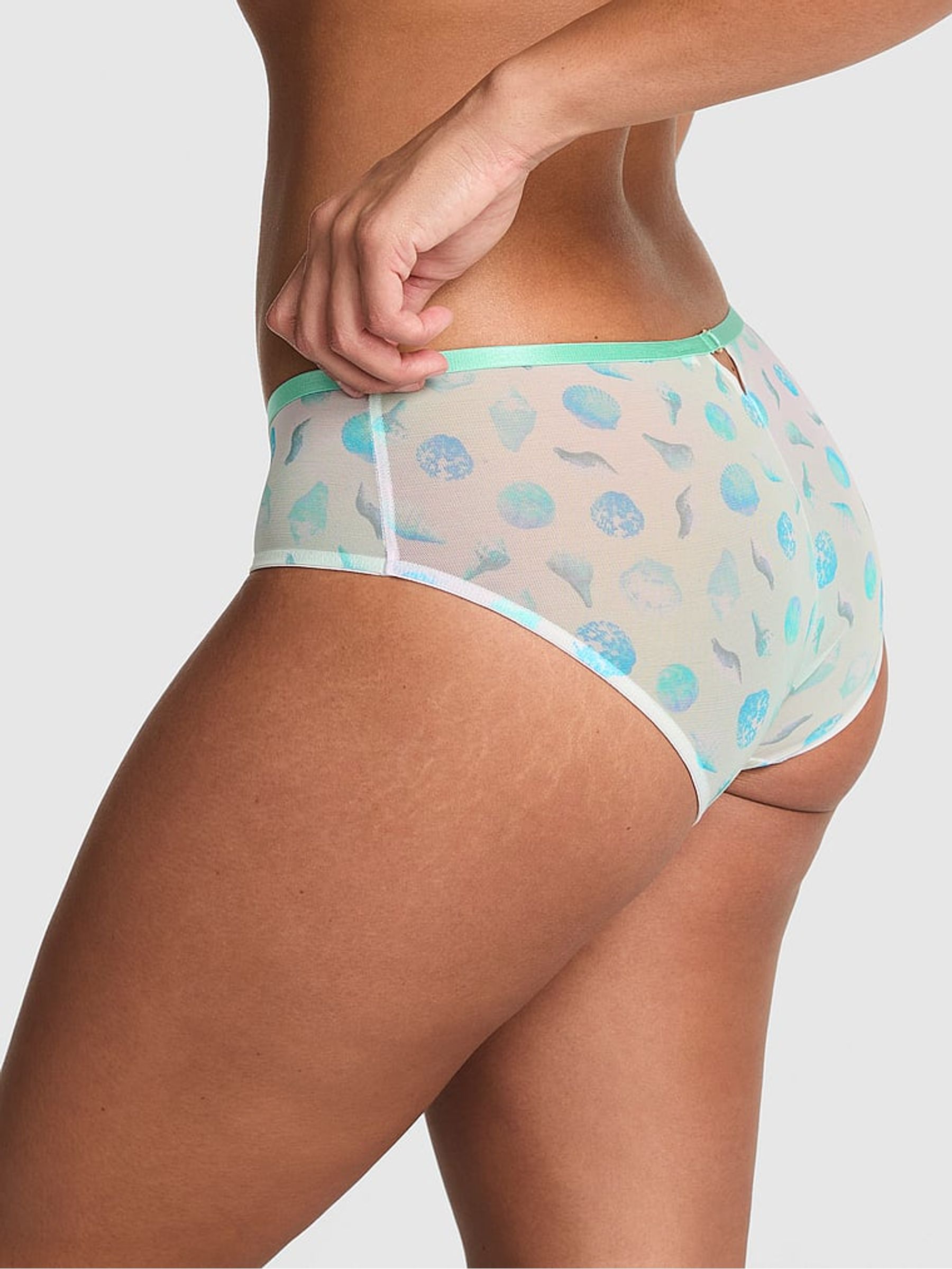 Blue Seashell Print Hipster Logo Mesh Knickers - Image 2 of 2