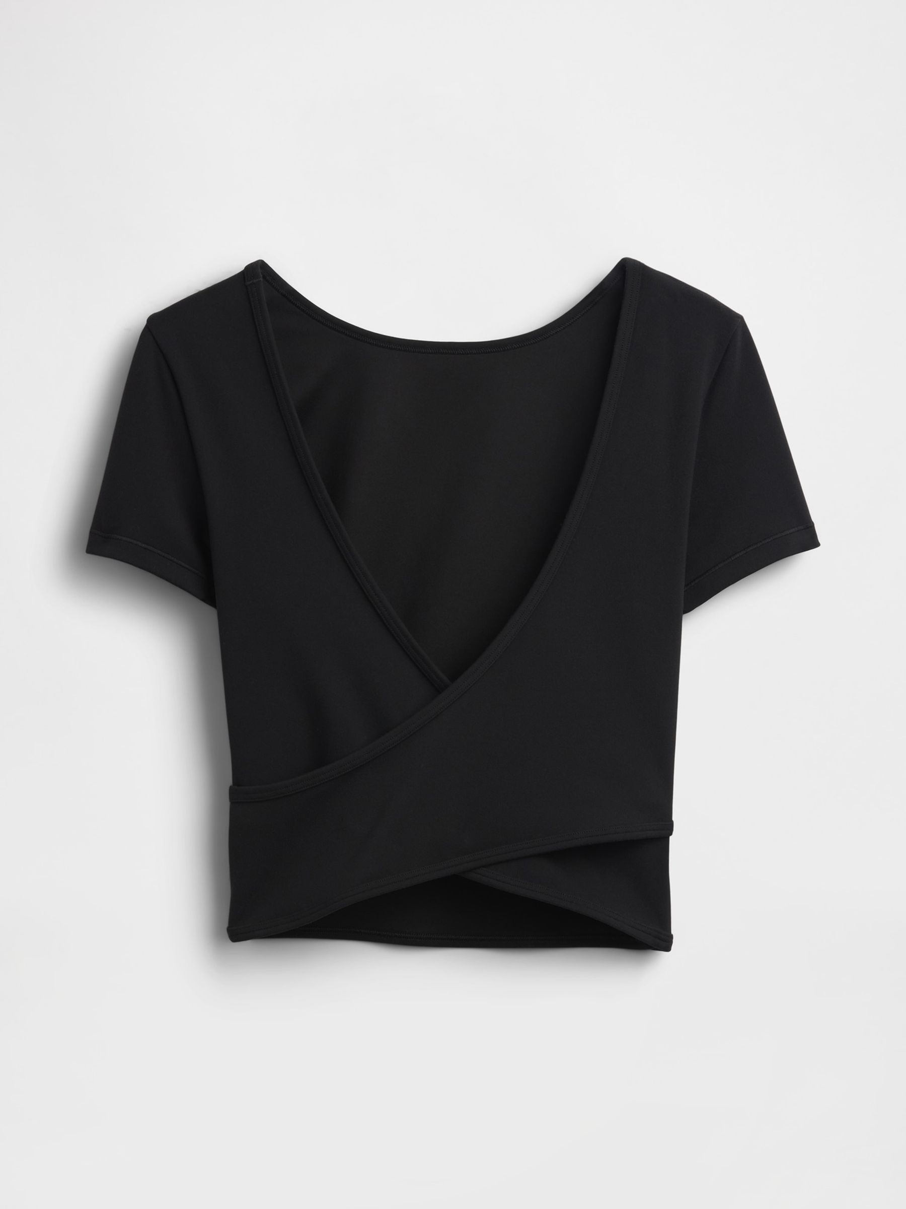 Black Smooth Reversible Wrap Crop Top - Image 1 of 2