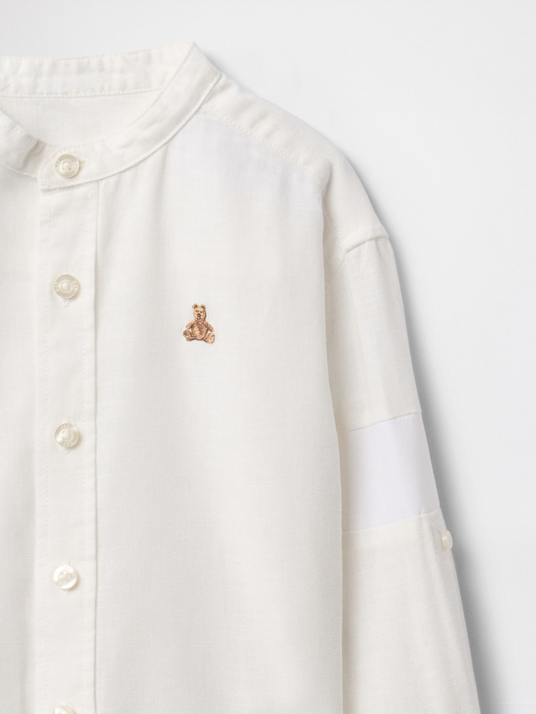 Navy/White Linen-Cotton Shirt - Image 2 of 2