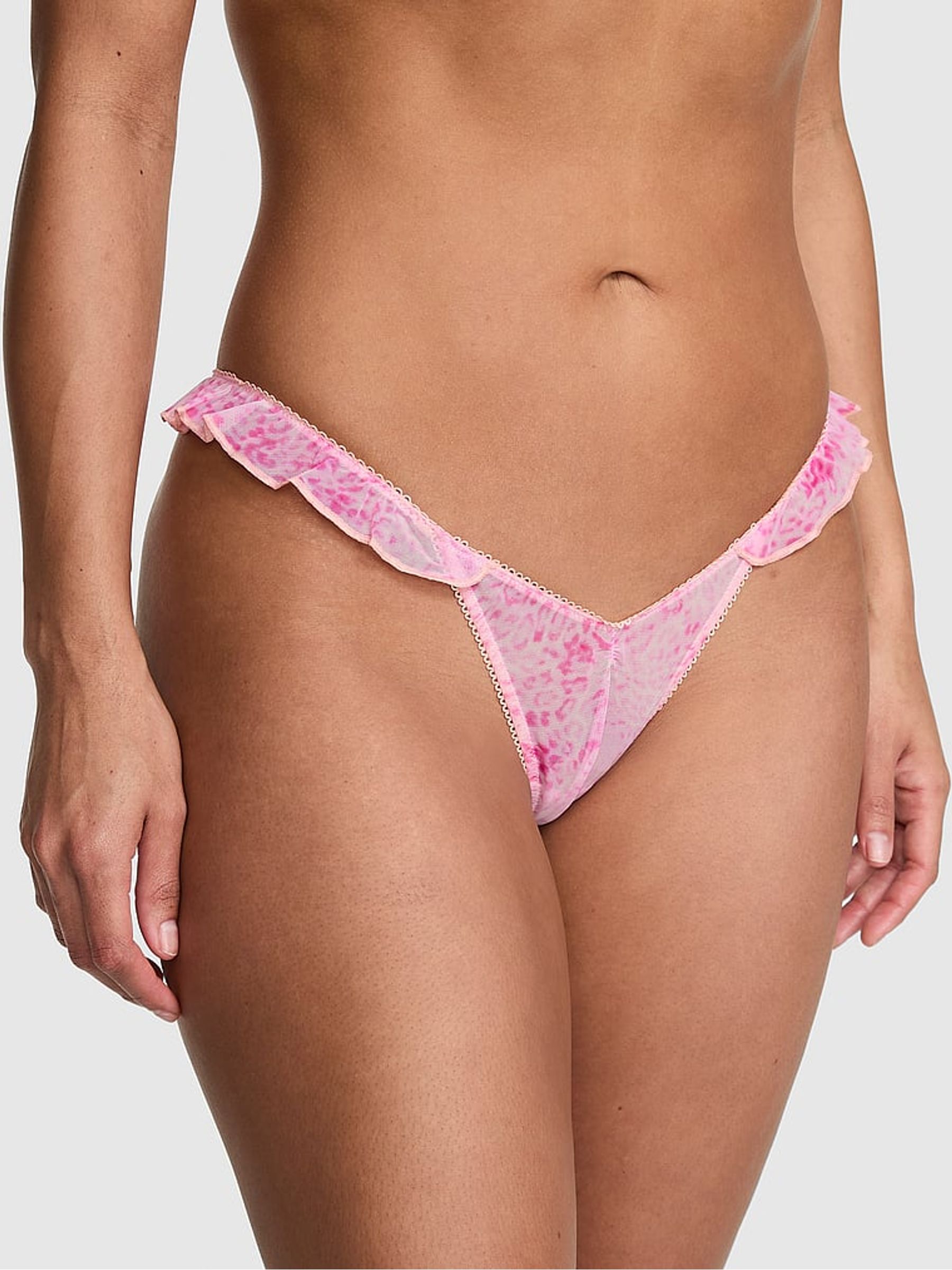 Coconut Pink Leopard Print Thong Flutter Knickers - Image 1 of 2 Coconut Pink Leopard Print Thong Flutter Knickers - Image 1 of 2