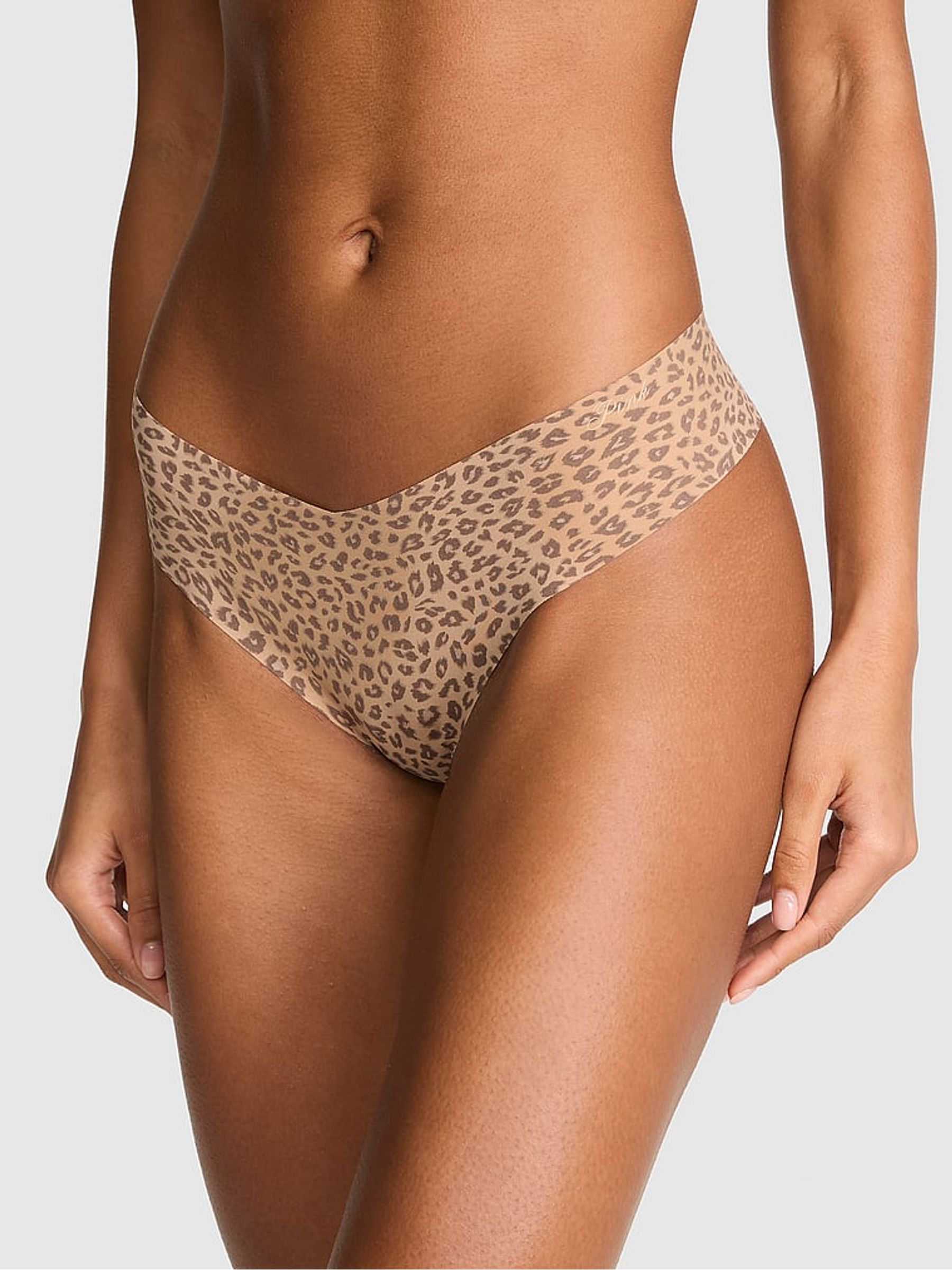 Leopard Brown Thong No Show Knickers - Image 1 of 2