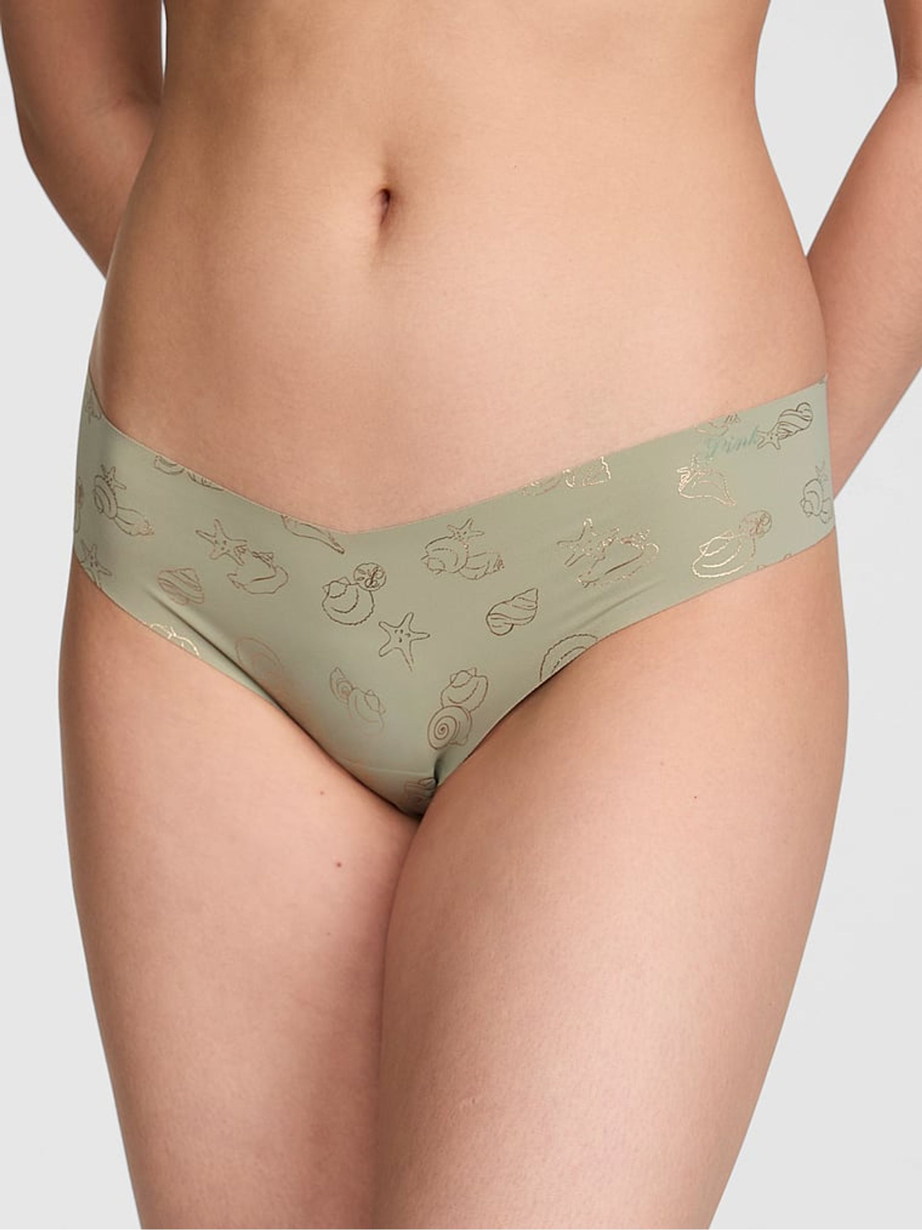 Green Shells Thong No Show Knickers - Image 1 of 2 Green Shells Thong No Show Knickers - Image 1 of 2
