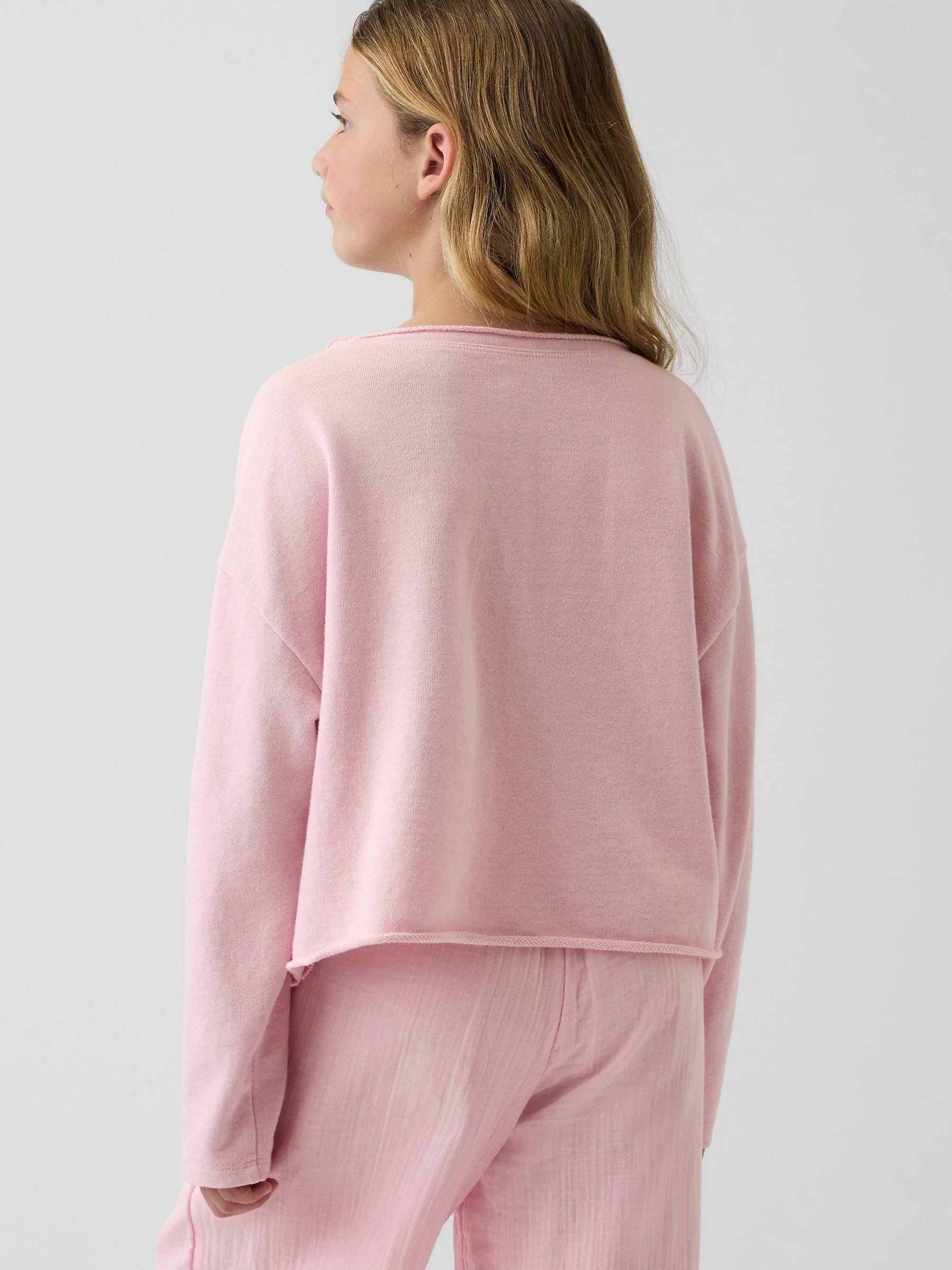 Pink French Terry Wide-Neck Logo Sweatshirt - Image 2 of 5