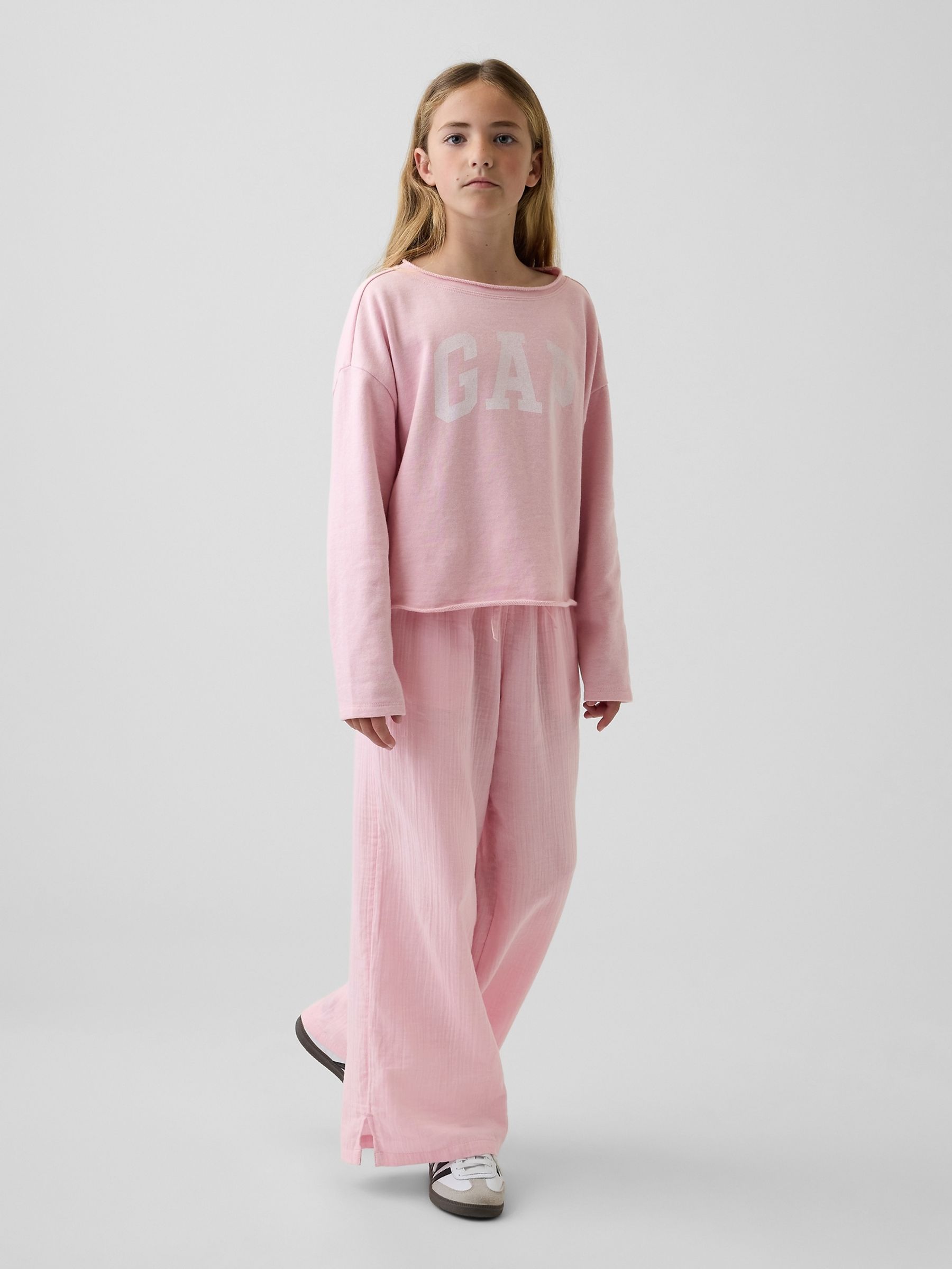 Pink French Terry Wide-Neck Logo Sweatshirt - Image 3 of 5