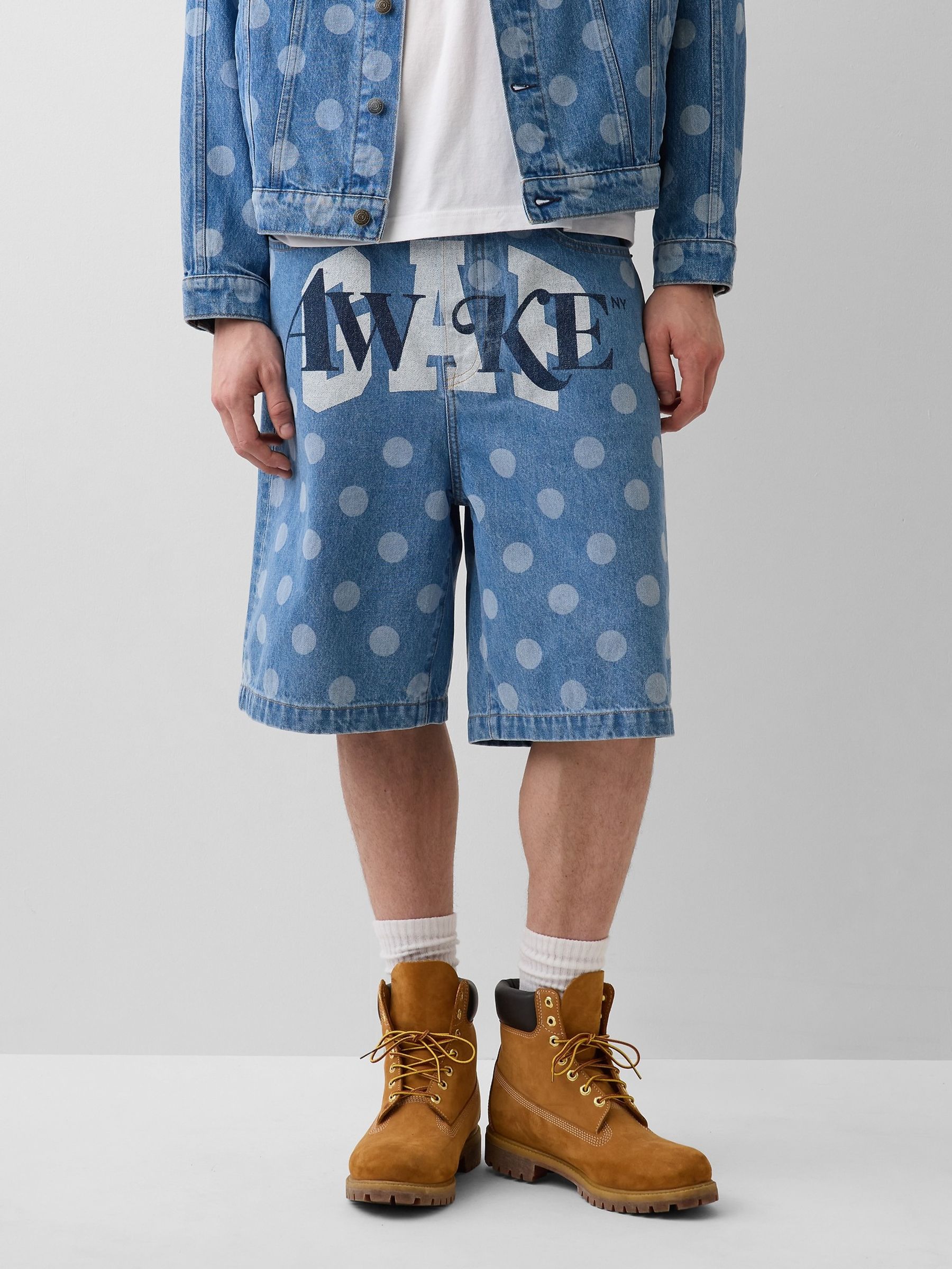 Gap x Awake NY Medium Wash 90s Loose Polka Dot Denim Shorts - Image 1 of 5