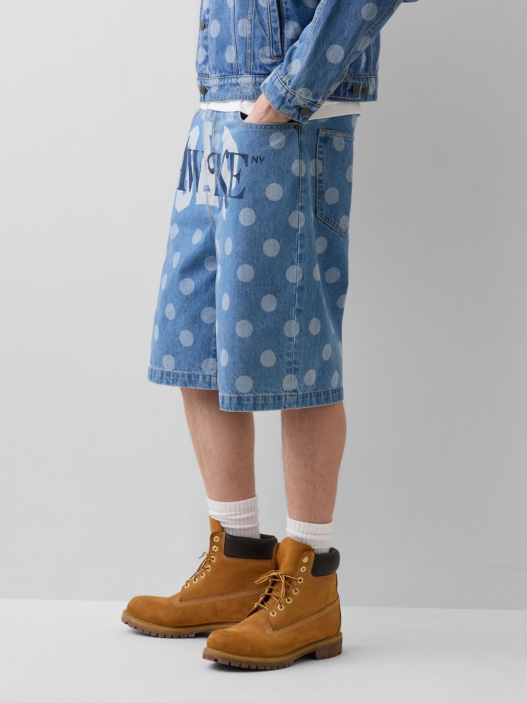 Gap x Awake NY Medium Wash 90s Loose Polka Dot Denim Shorts - Image 3 of 5