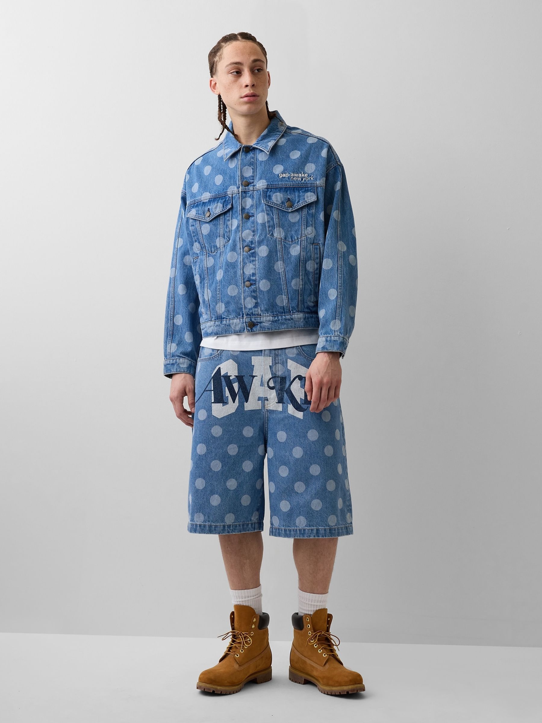 Gap x Awake NY Medium Wash 90s Loose Polka Dot Denim Shorts - Image 4 of 5