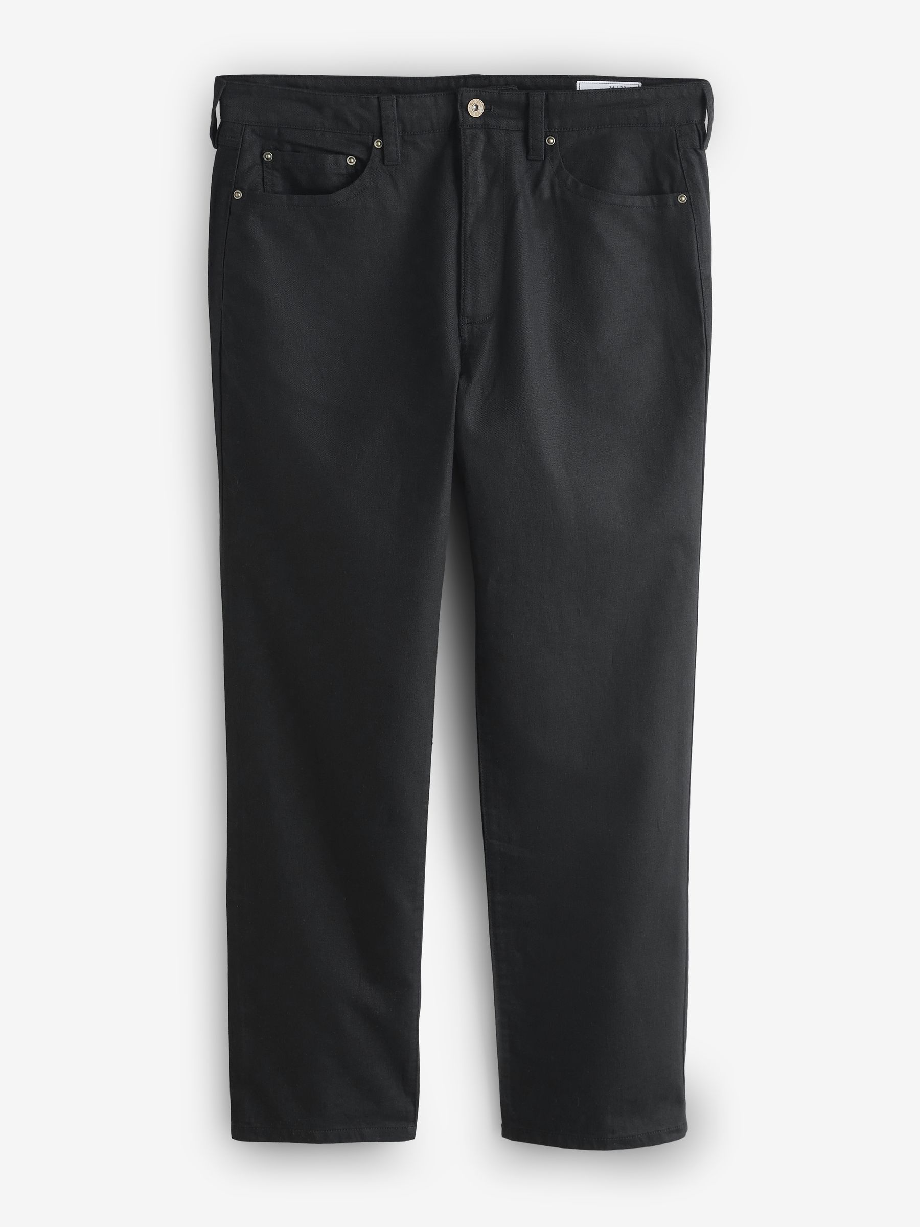 Black Linen-Cotton Relaxed Straight Trousers - Image 1 of 5