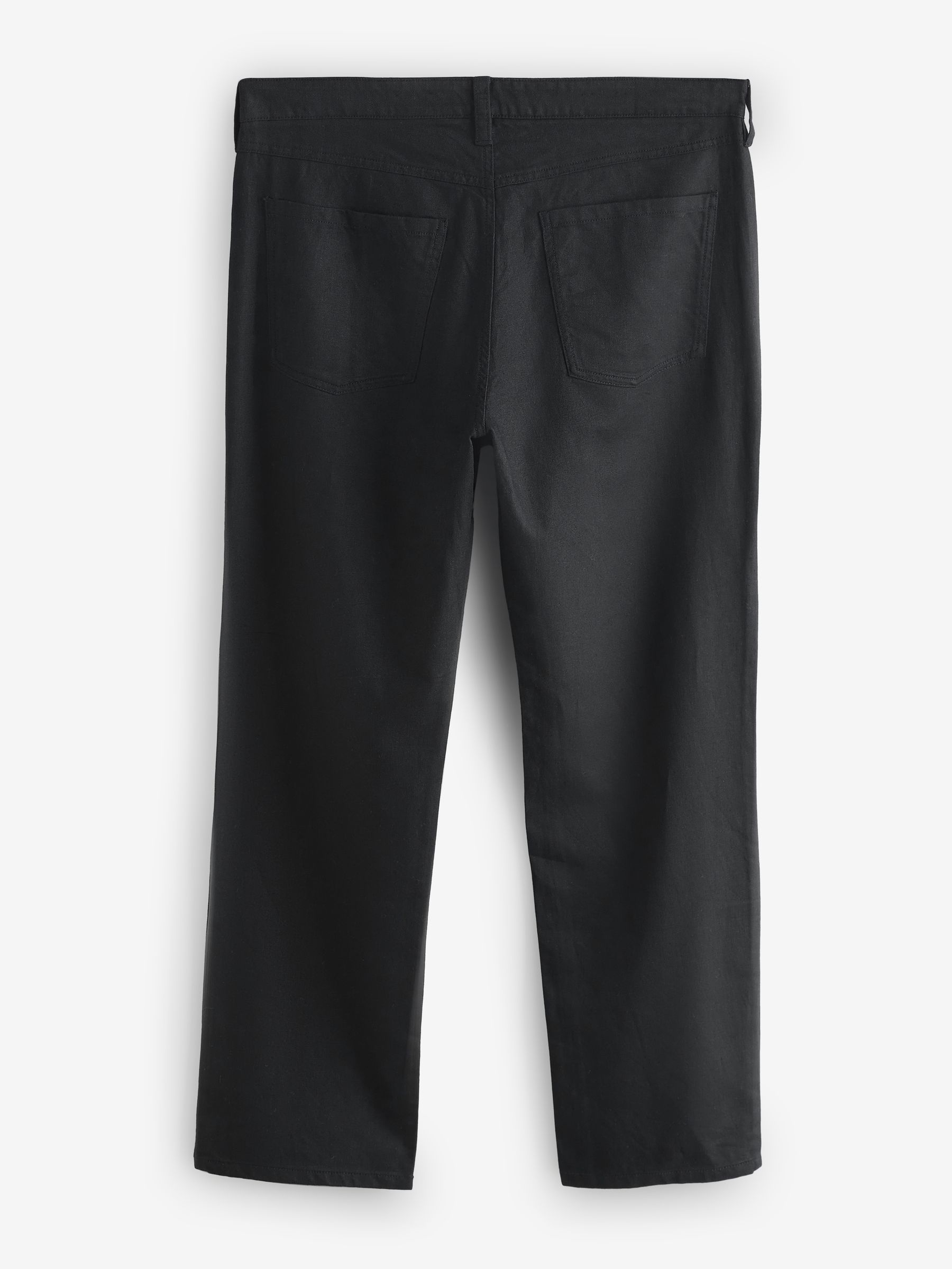 Black Linen-Cotton Relaxed Straight Trousers - Image 2 of 5