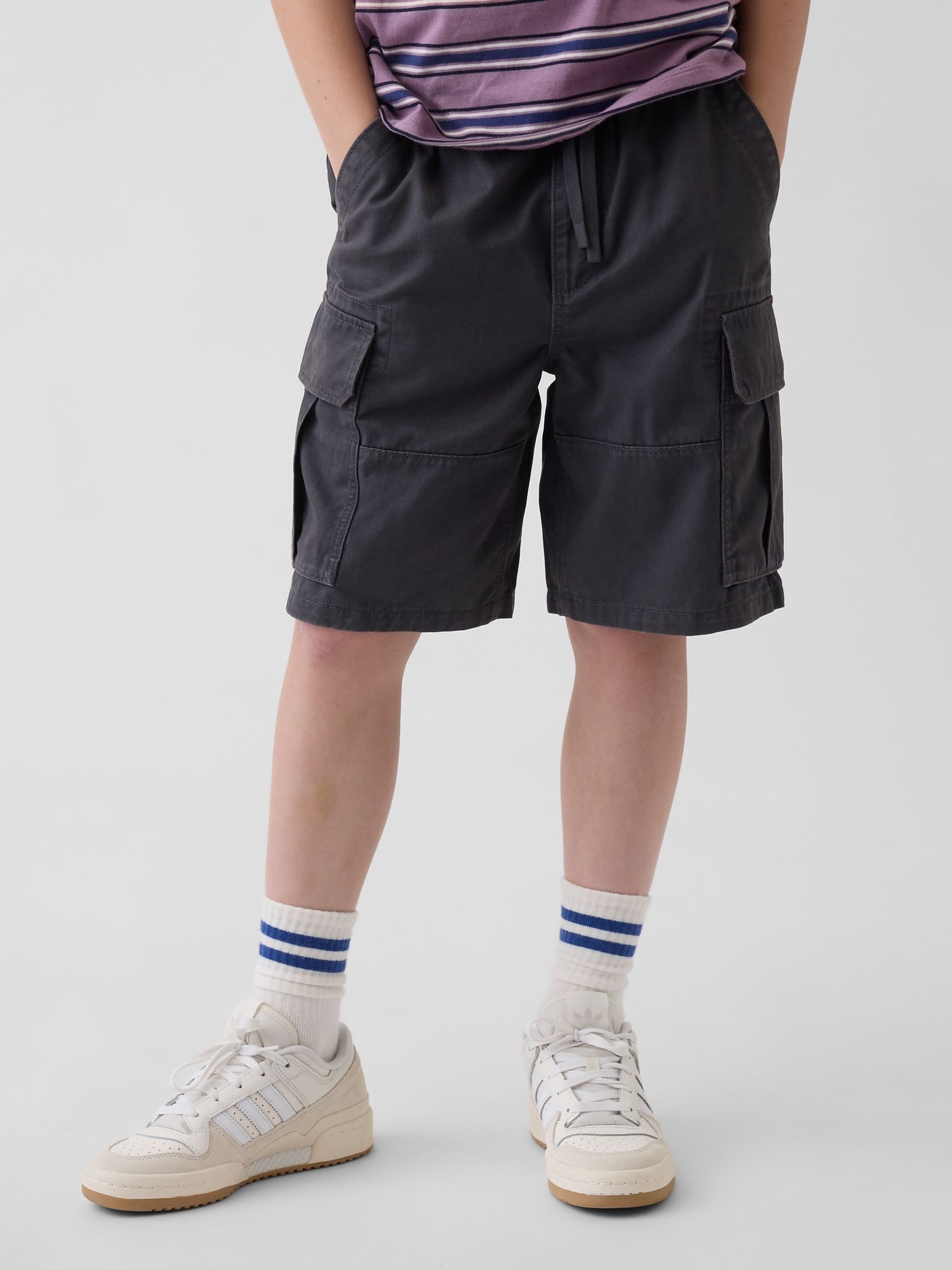 Grey Relaxed Easy Cargo Shorts - Image 1 of 5