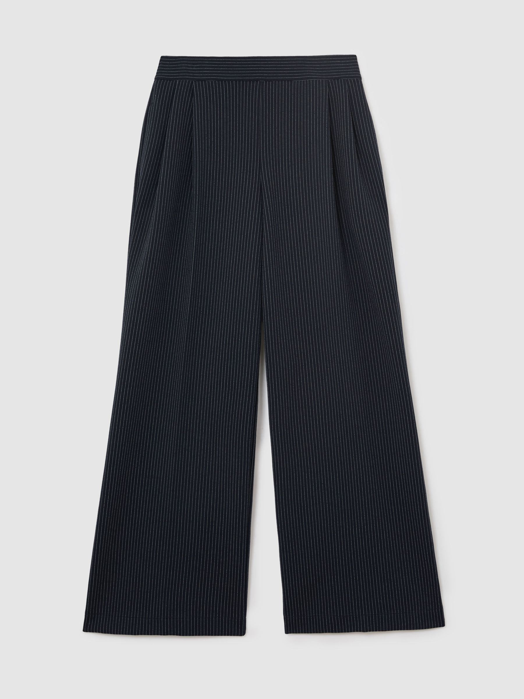 Petite Pinstripe Wide-Leg Joggers in Navy
