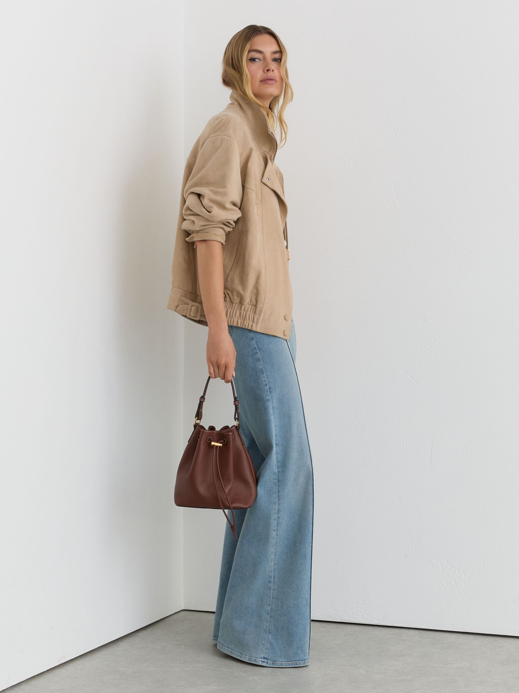 Suede Oversized Jacket in Neutral - image 4