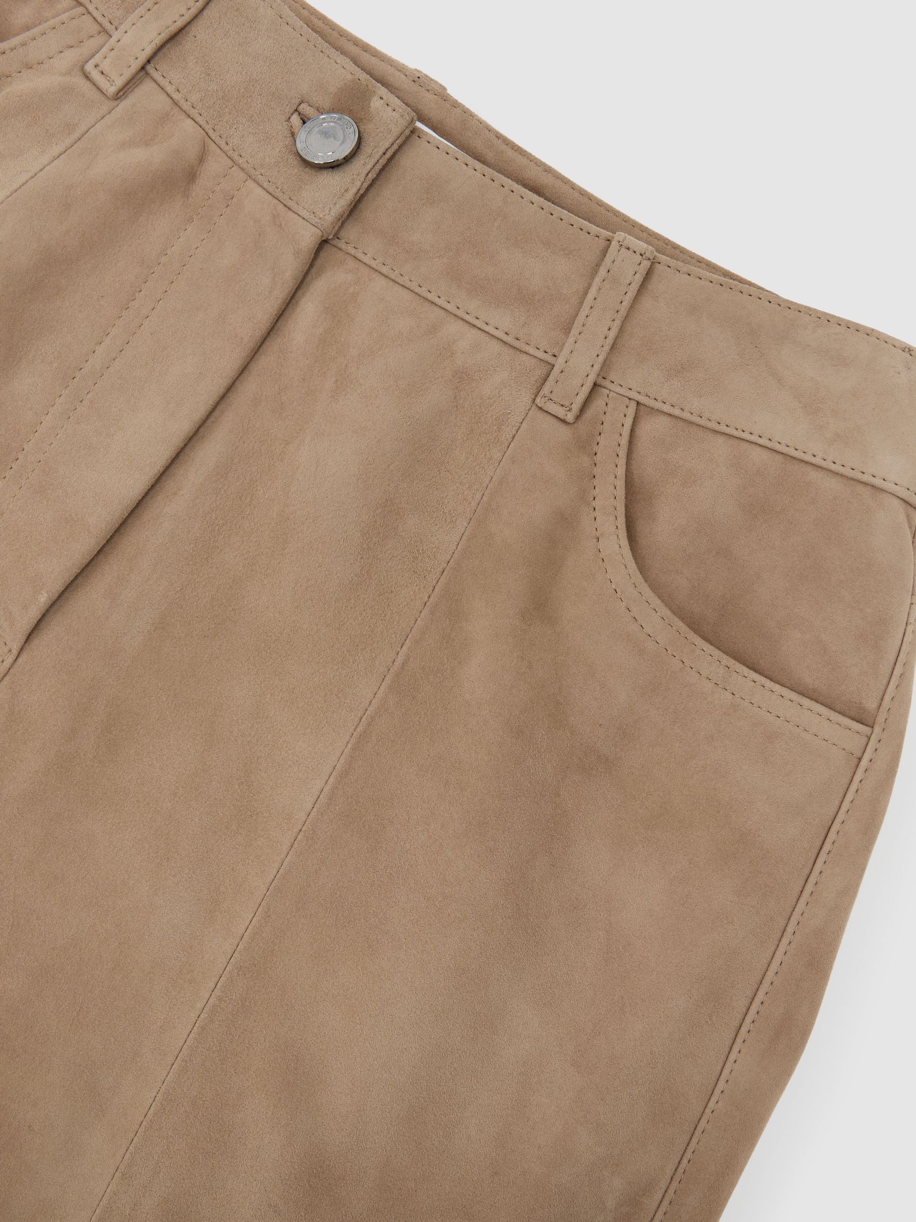 Suede Wide-Leg Trousers in Sand - image 3