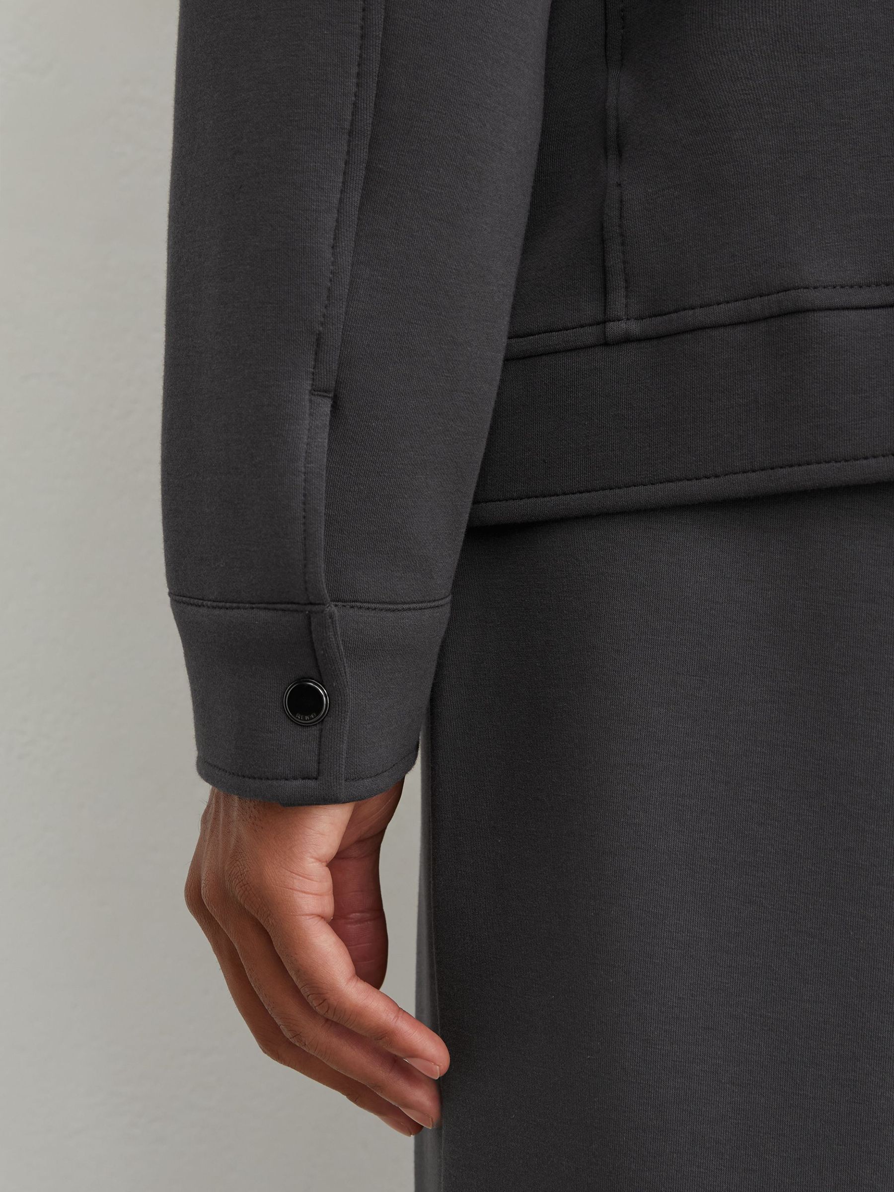 Premium Interlock Twin-Pocket Overshirt in Charcoal Grey - Image 4 of 8