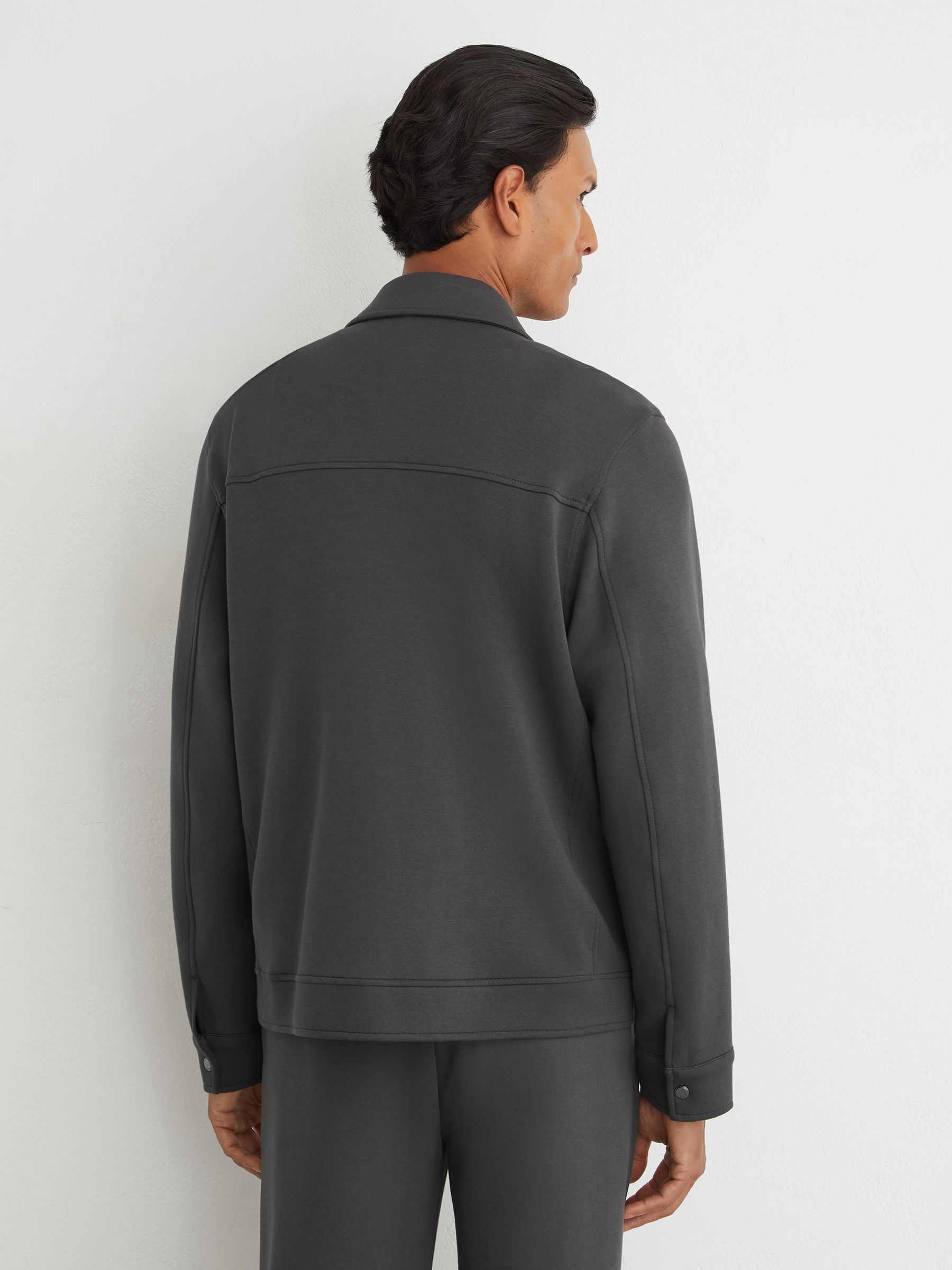 Premium Interlock Twin-Pocket Overshirt in Charcoal Grey - Image 6 of 8