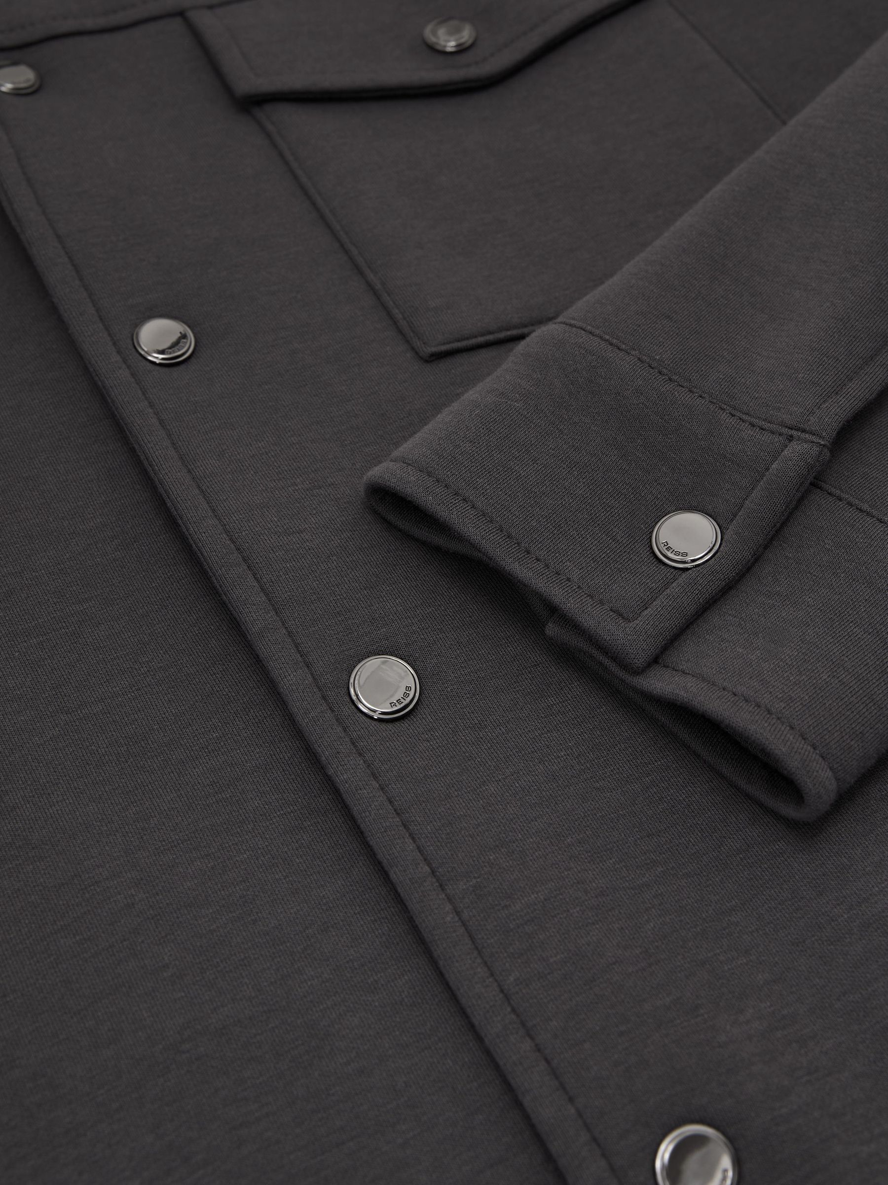Premium Interlock Twin-Pocket Overshirt in Charcoal Grey - Image 8 of 8