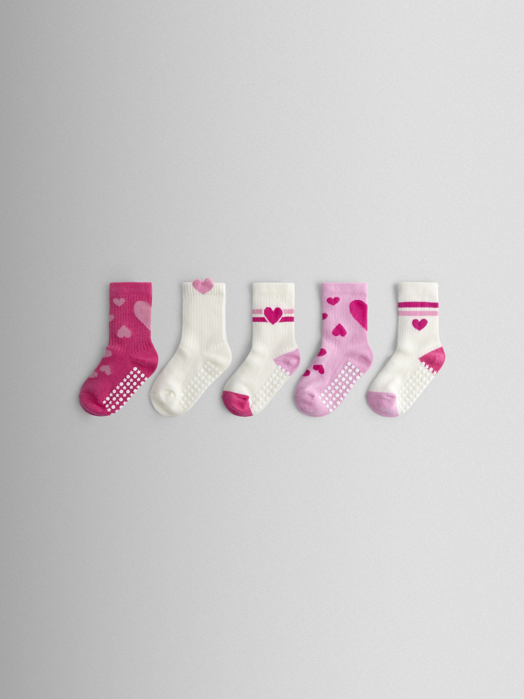 Pink 5-Pack Heart Socks - Image 1 of 7 Pink 5-Pack Heart Socks - Image 1 of 7