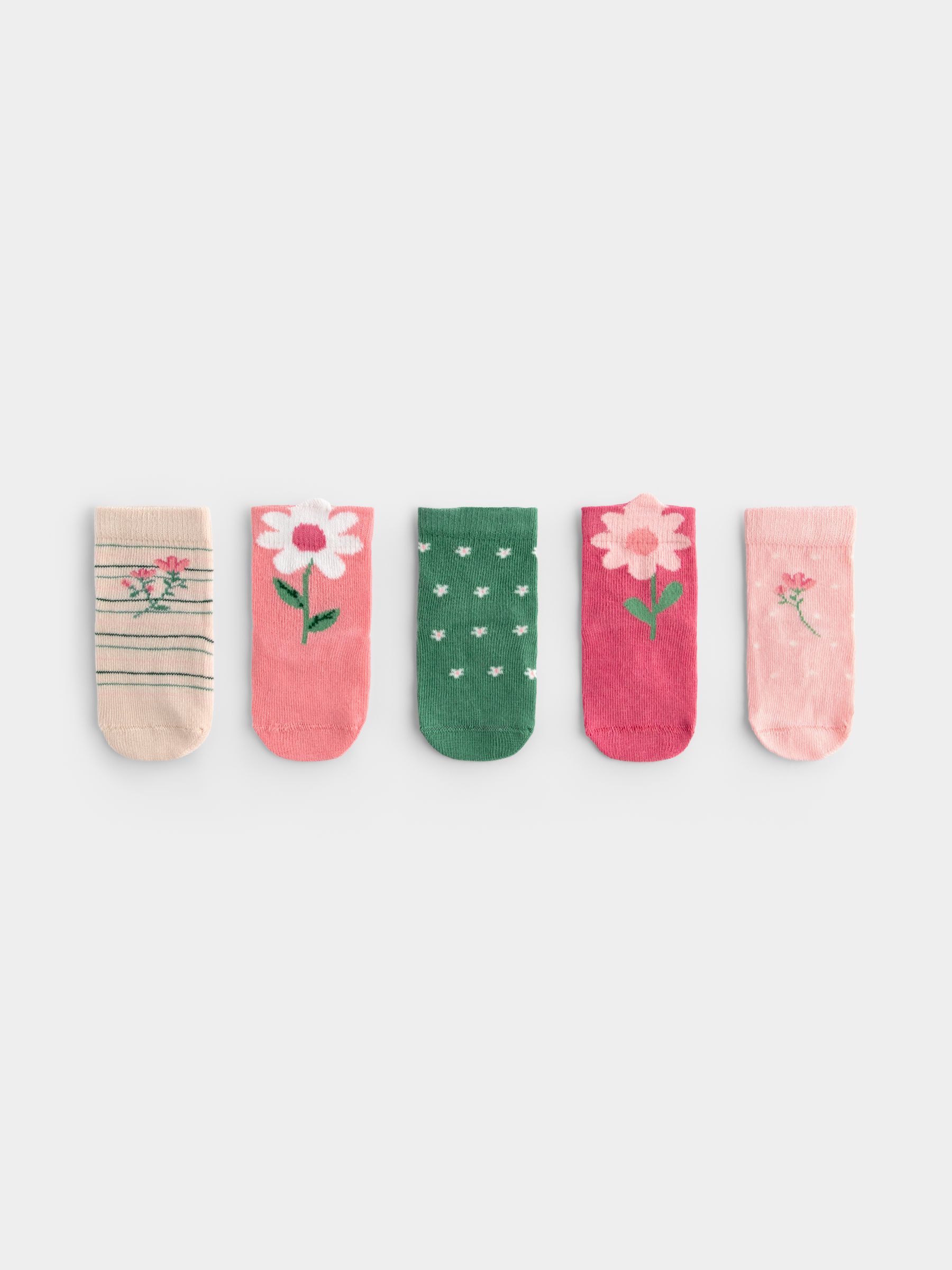 Pink Flower 5-Pack Socks - Image 2 of 5