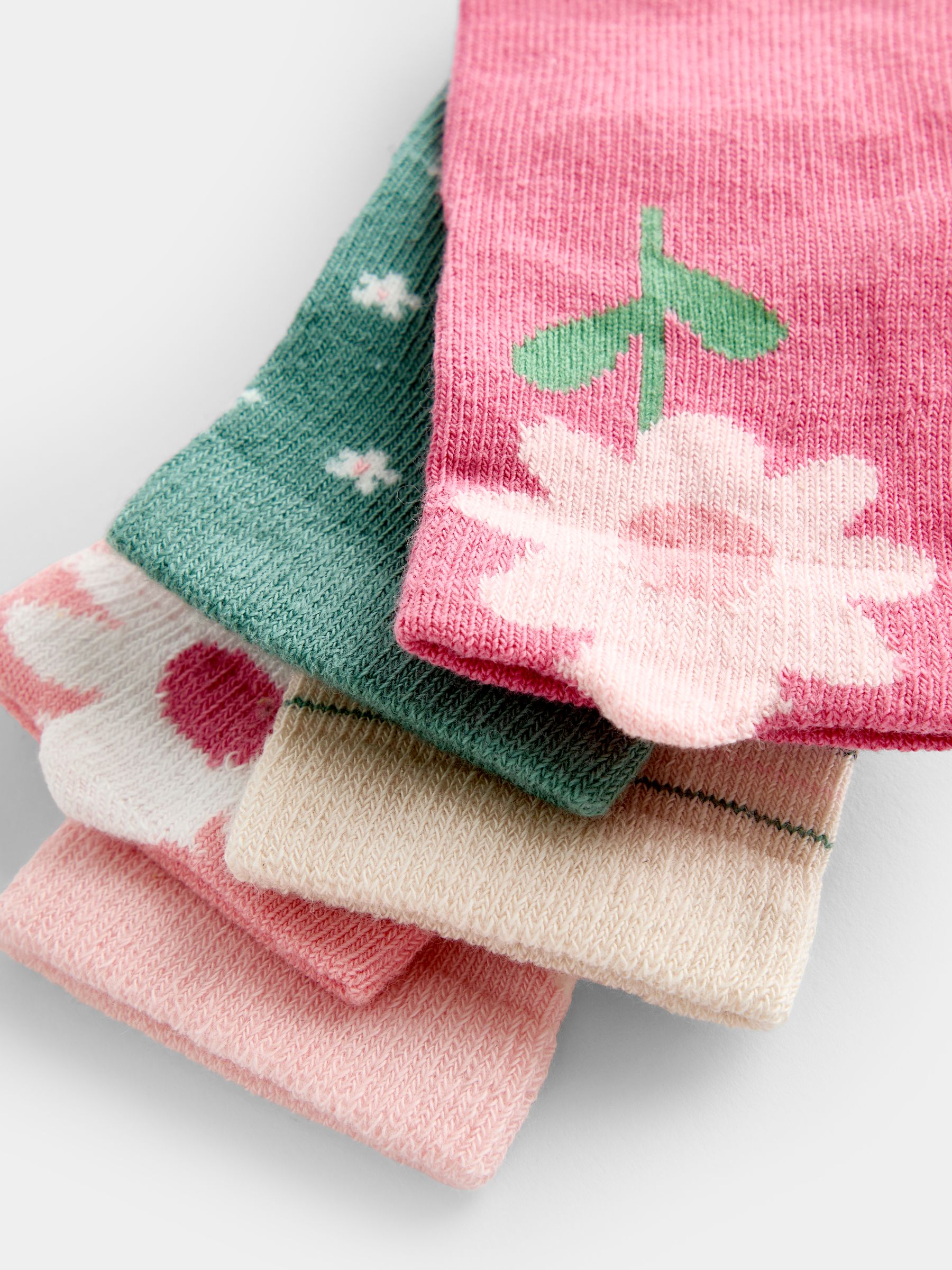 Pink Flower 5-Pack Socks - Image 5 of 5 Pink Flower 5-Pack Socks - Image 5 of 5