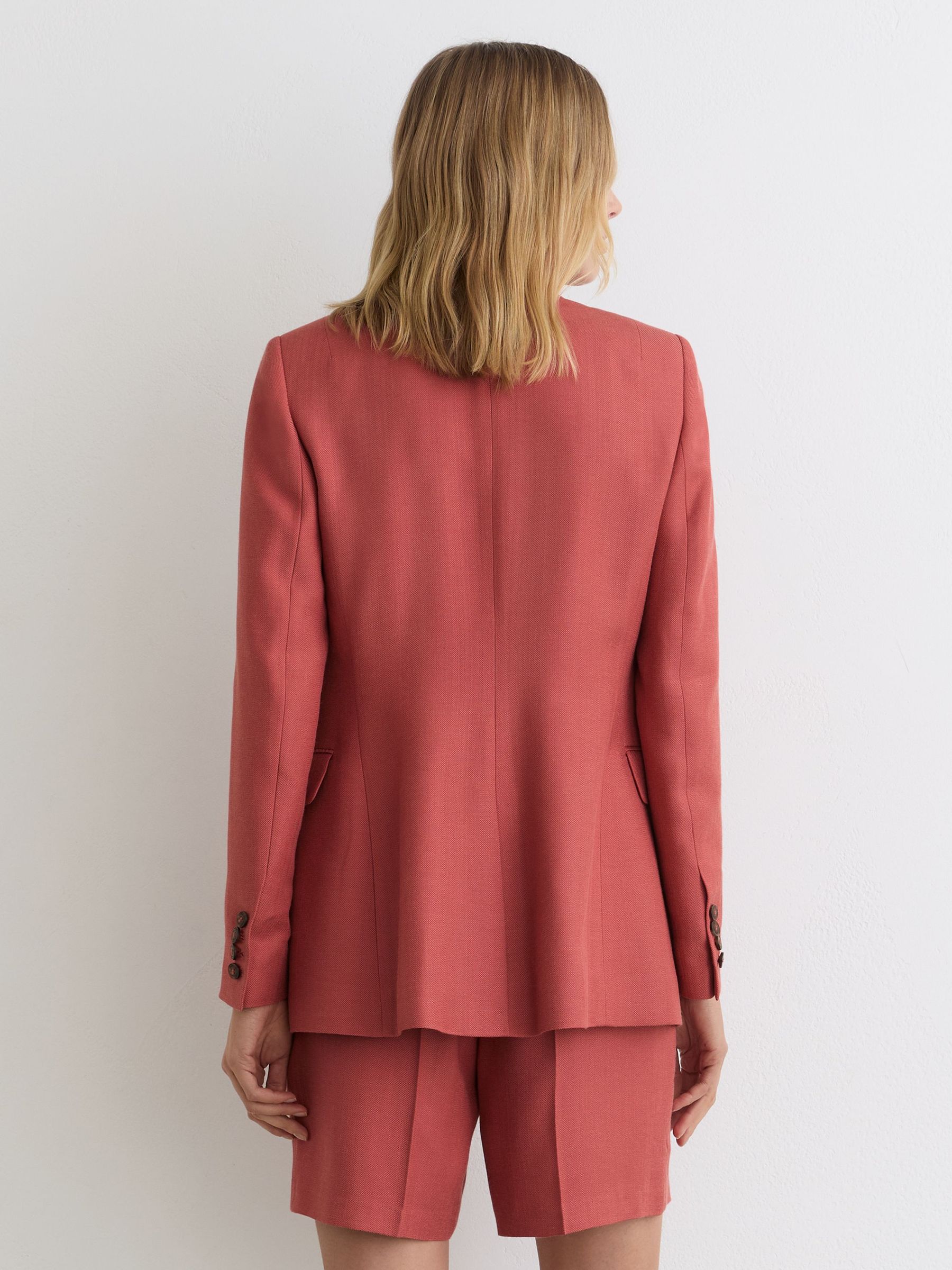 Single-Breasted Peak-Lapel Suit Blazer in Burnt Red - Image 6 of 8