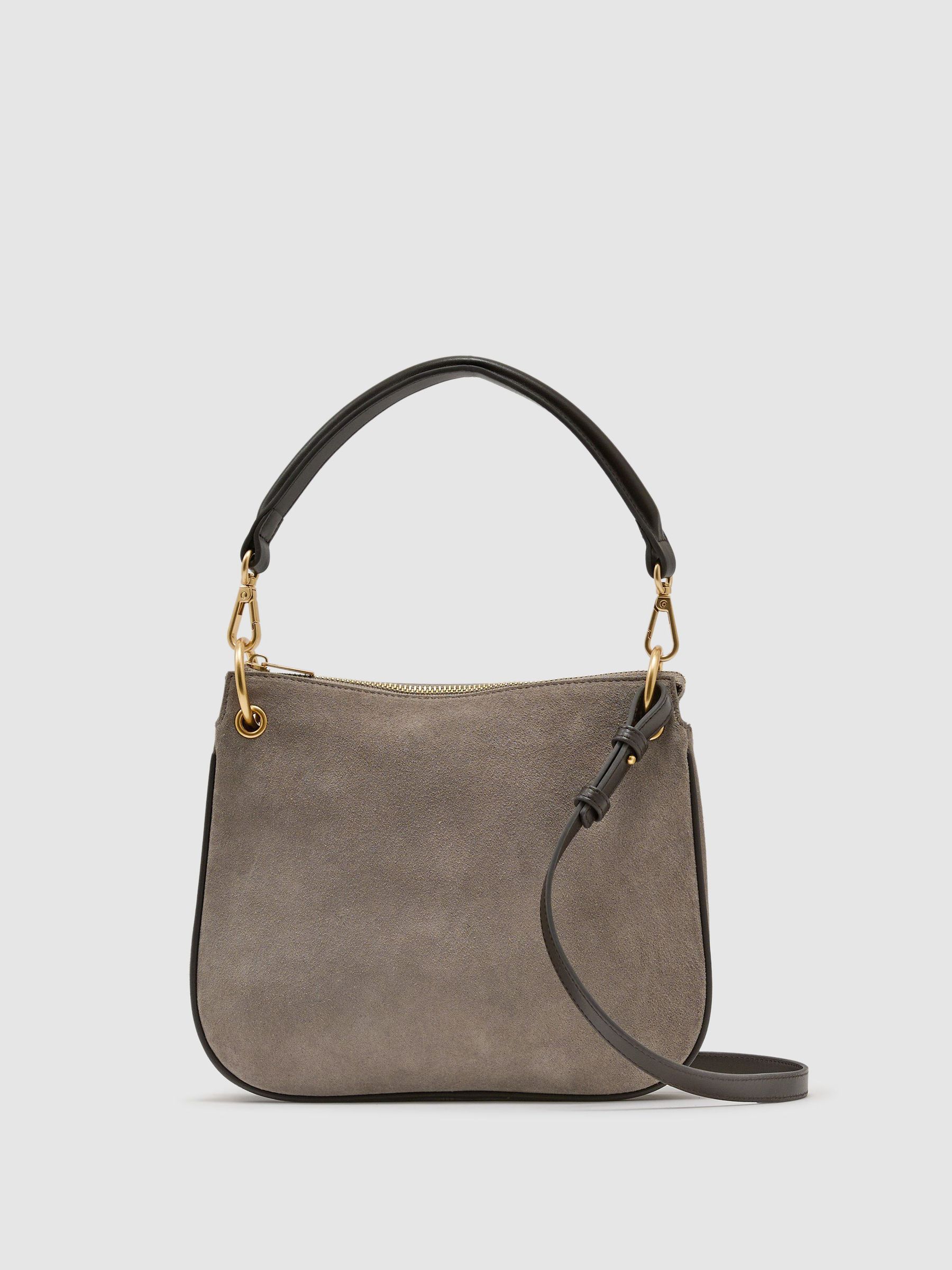 Suede Crossbody Bag in Taupe - Image 1 of 5