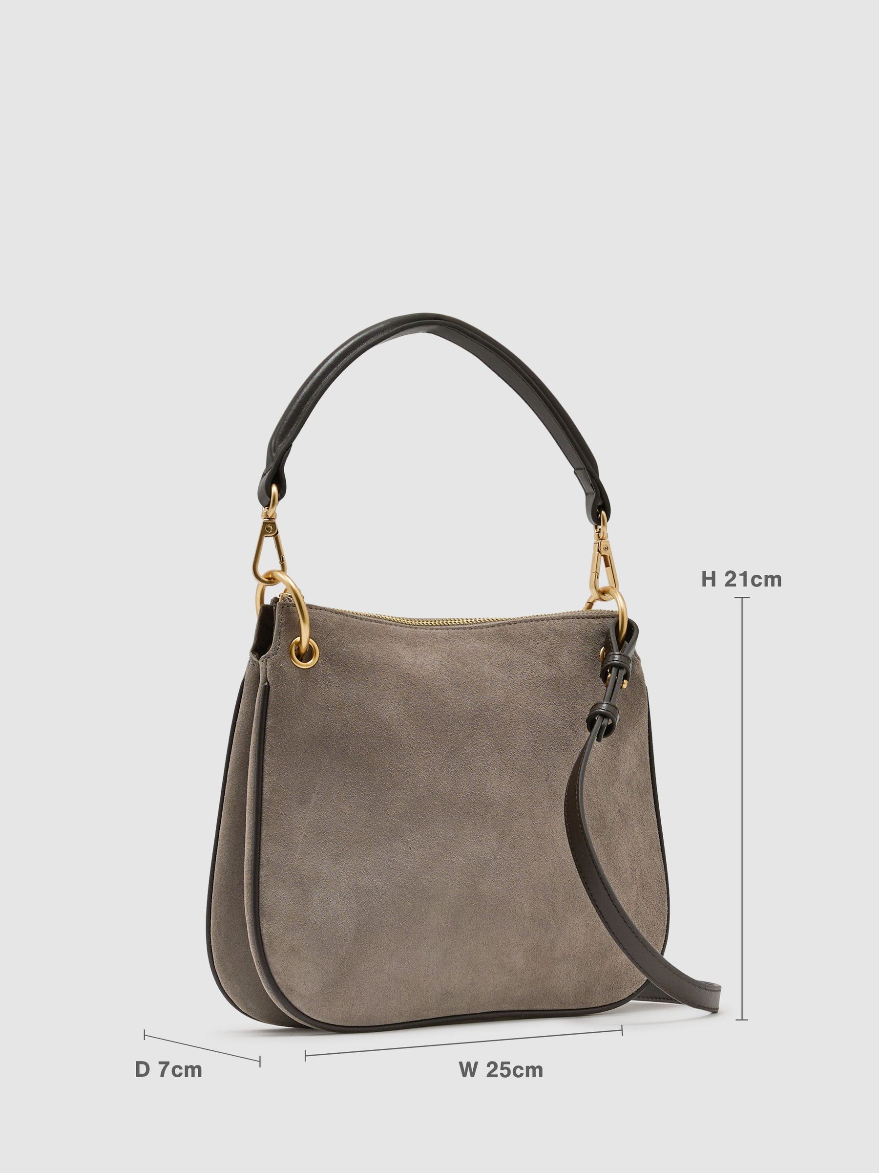 Suede Crossbody Bag in Taupe - Image 2 of 5