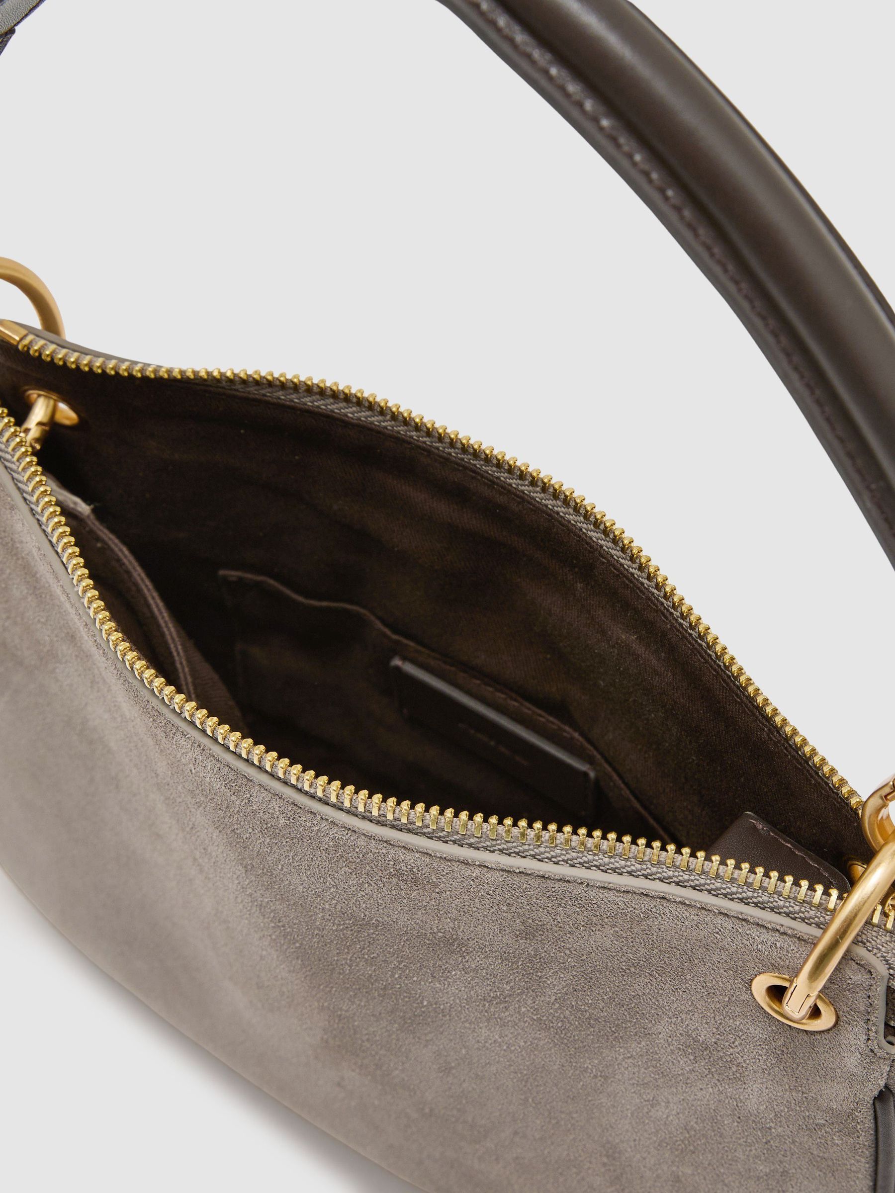 Suede Crossbody Bag in Taupe - Image 3 of 5