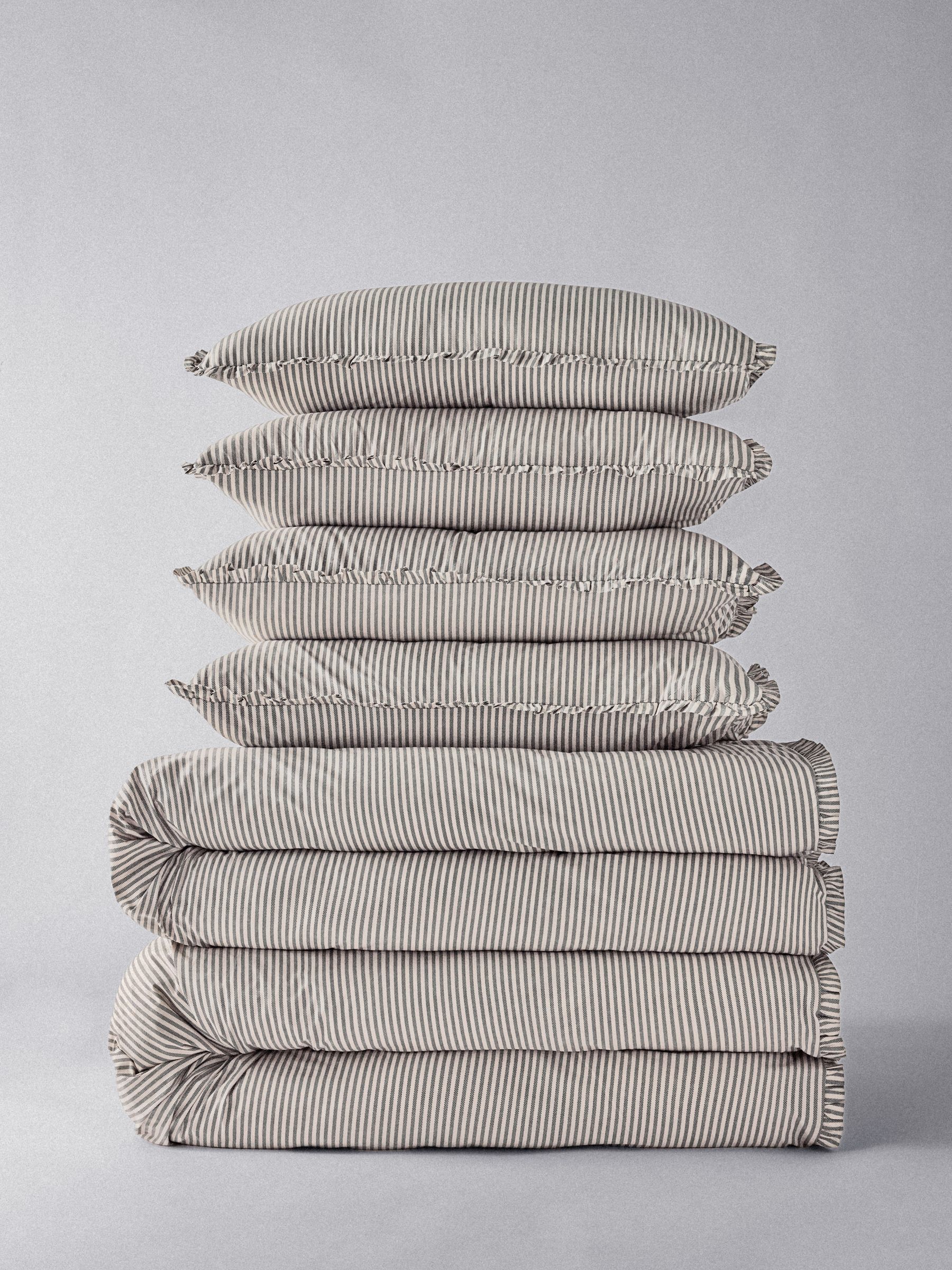 The Set 2 Pack Black Stripe Frill Bedsets - Image 1 of 3 The Set 2 Pack Black Stripe Frill Bedsets - Image 1 of 3
