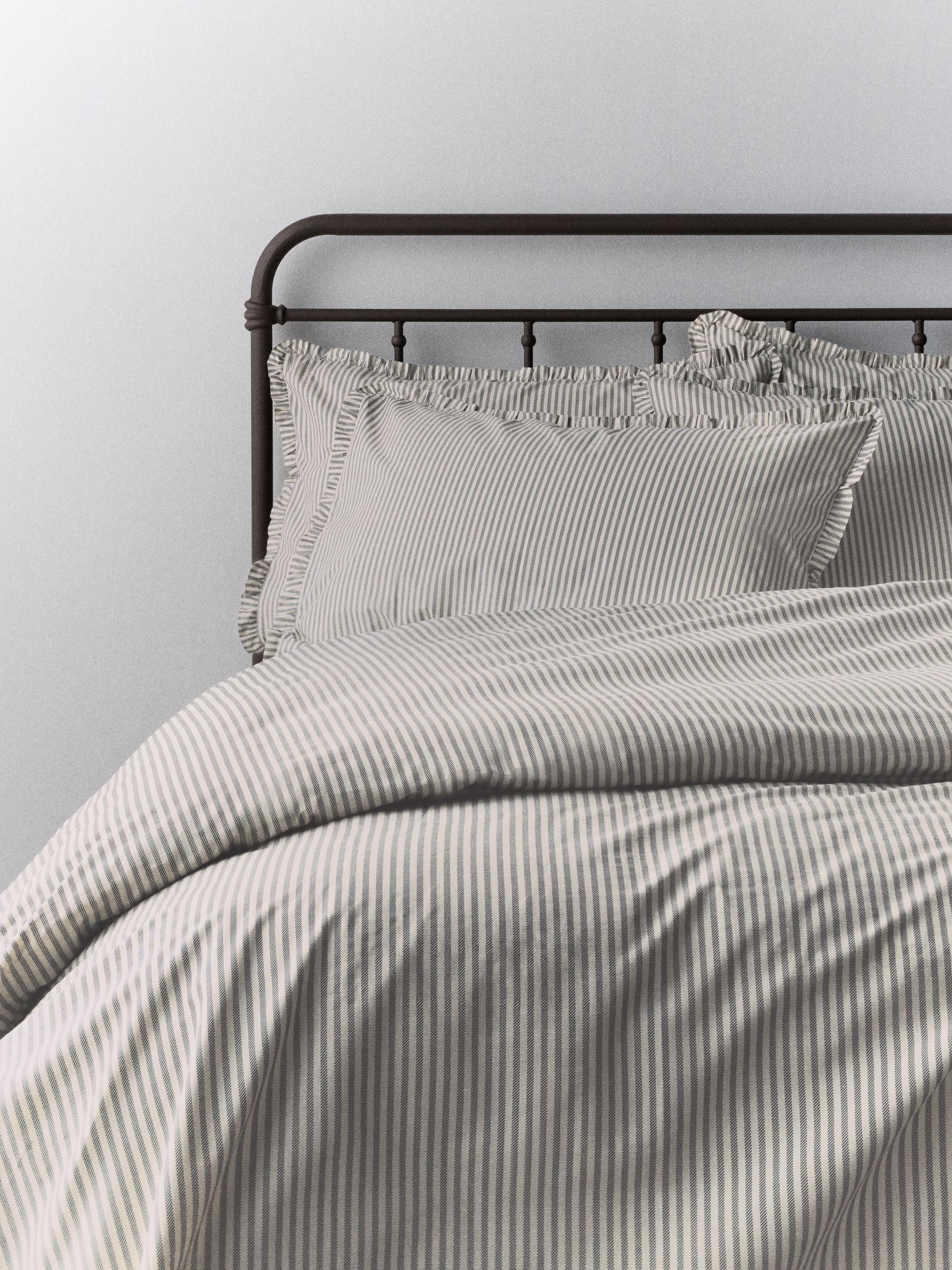 The Set 2 Pack Black Stripe Frill Bedsets - Image 2 of 3 The Set 2 Pack Black Stripe Frill Bedsets - Image 2 of 3