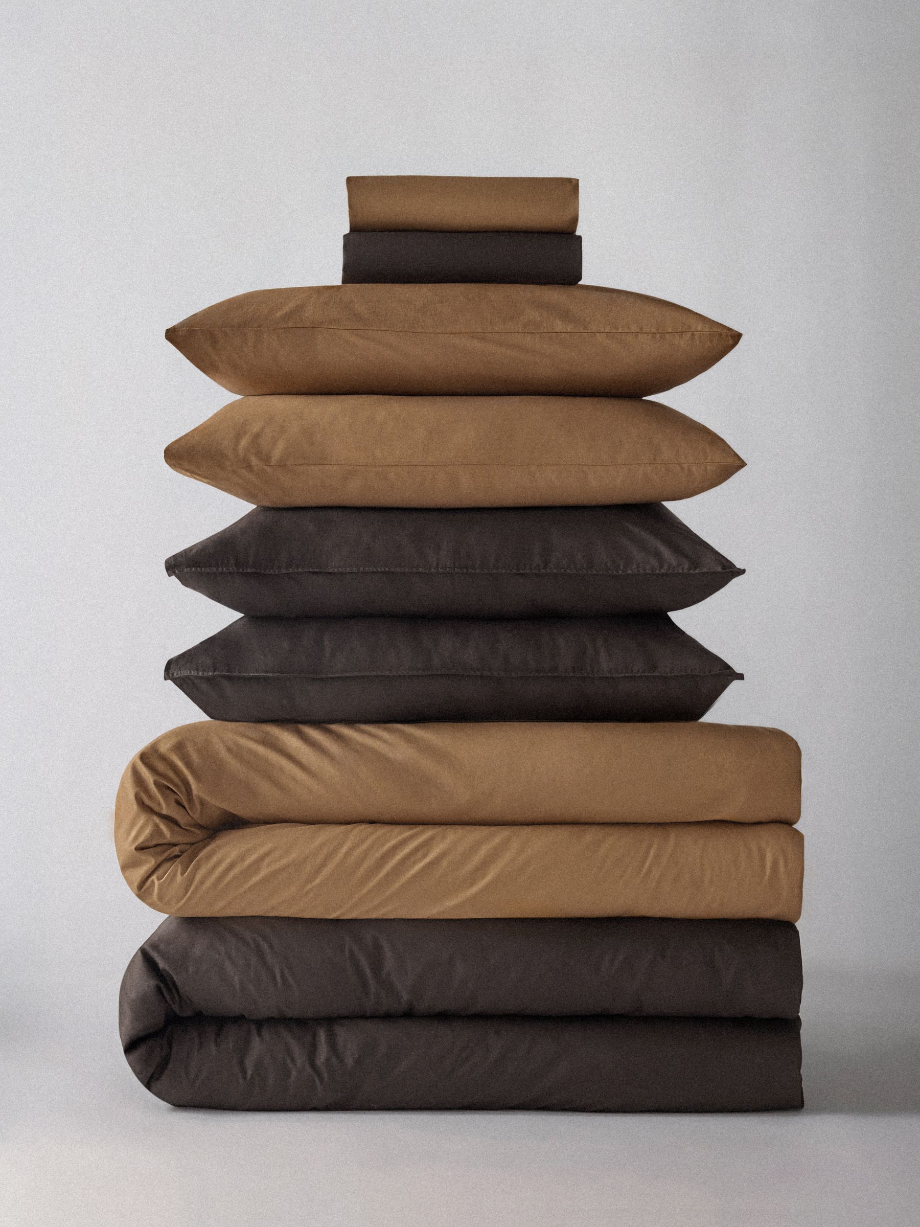 The Set 2 Pack Chocolate/Caramel Washed Cotton Bedsets with Fitted Sheets - Image 1 of 6 The Set 2 Pack Chocolate/Caramel Washed Cotton Bedsets with Fitted Sheets - Image 1 of 6