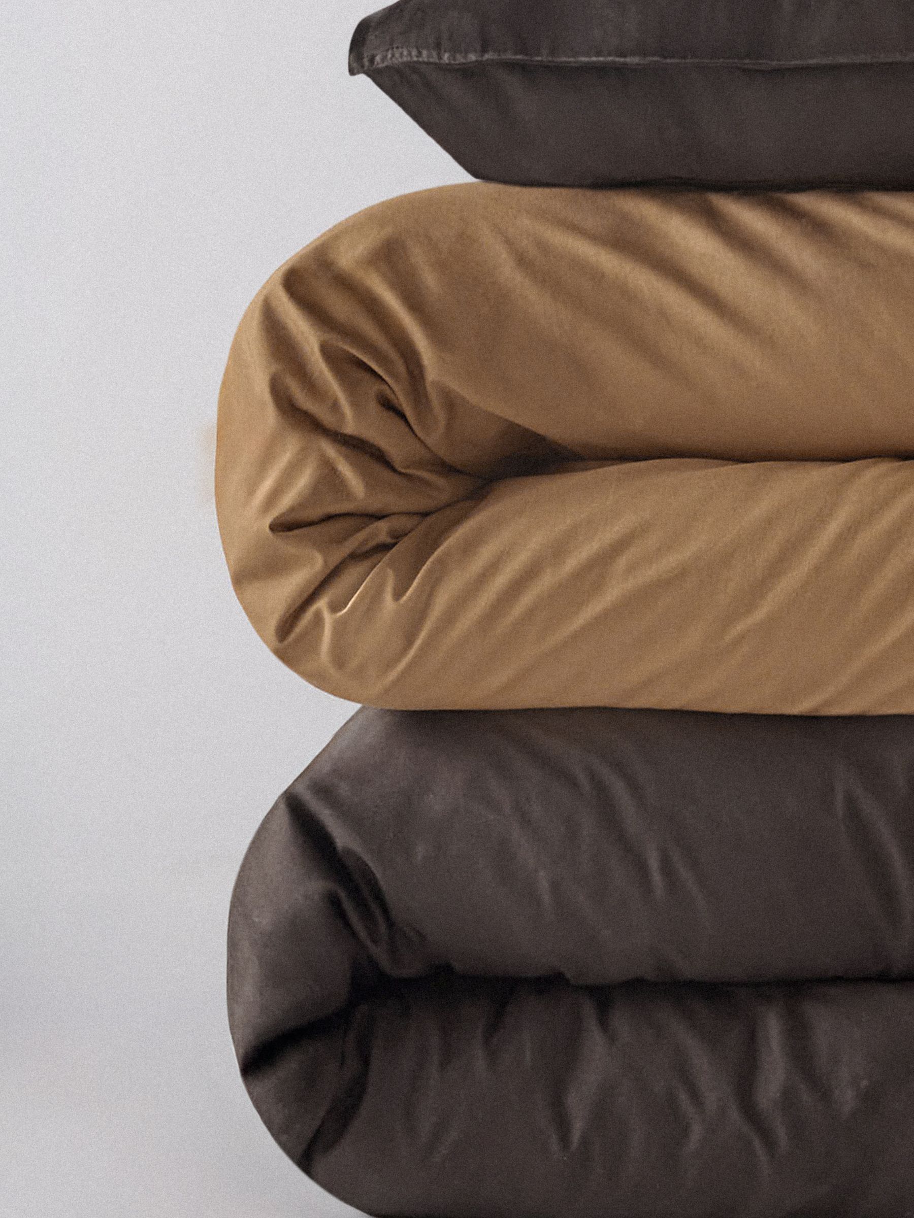 The Set 2 Pack Chocolate/Caramel Washed Cotton Bedsets with Fitted Sheets - Image 6 of 6