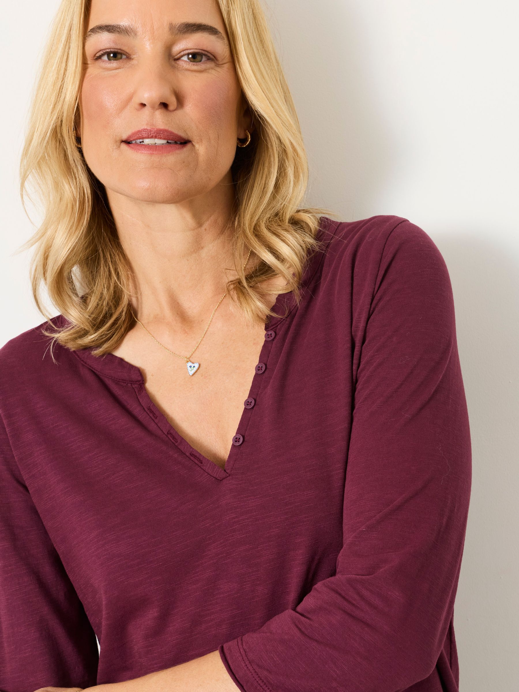 Aster Dark Purple 3/4 Sleeve V-Neck T-Shirt - Image 3 of 6