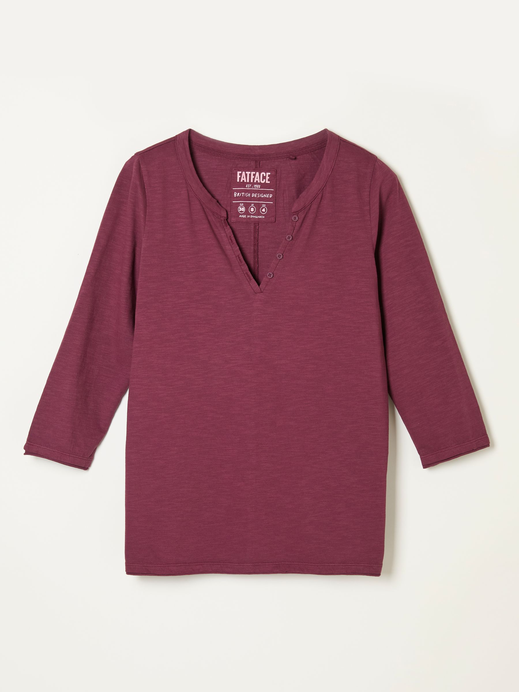 Aster Dark Purple 3/4 Sleeve V-Neck T-Shirt - Image 6 of 6