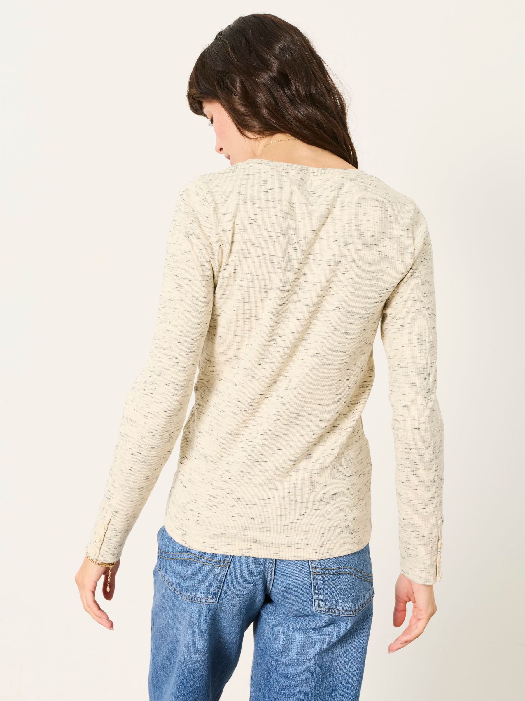 Callie Ivory Space Dye Long Sleeve Top - Image 2 of 5