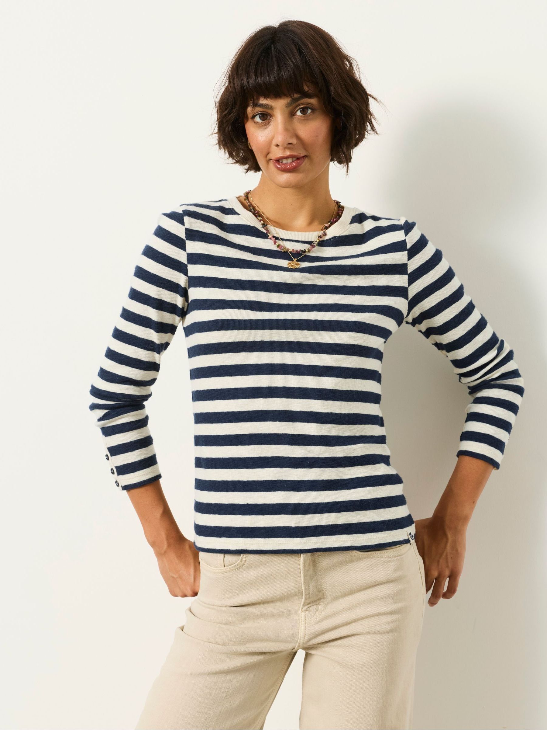 Callie Navy Stripe Long Sleeve Top - Image 1 of 6 Callie Navy Stripe Long Sleeve Top - Image 1 of 6