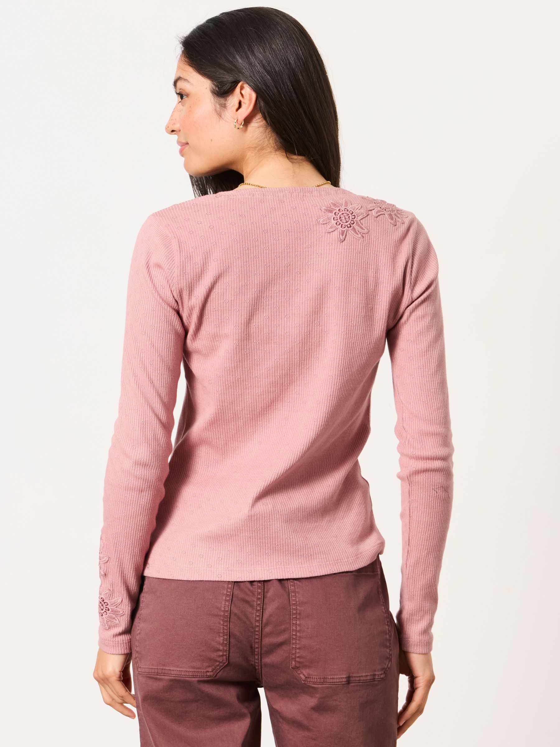 Edie Dusky Pink Applique Floral Top - Image 3 of 6