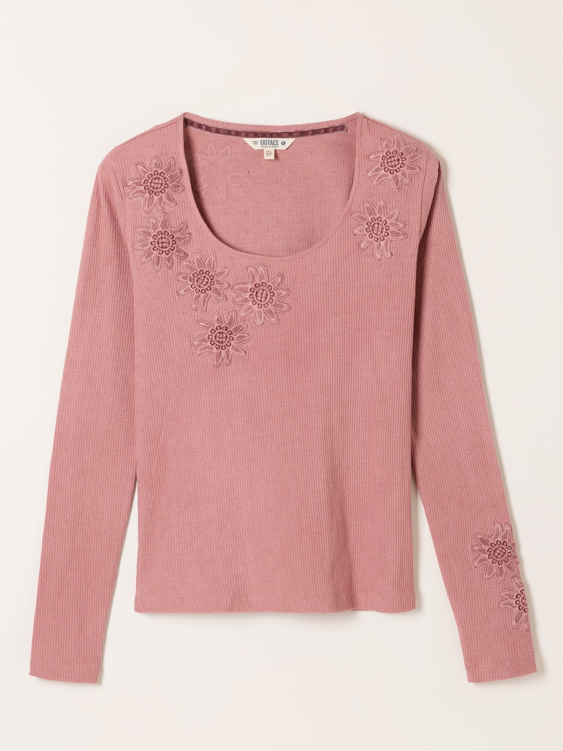 Edie Dusky Pink Applique Floral Top - Image 6 of 6