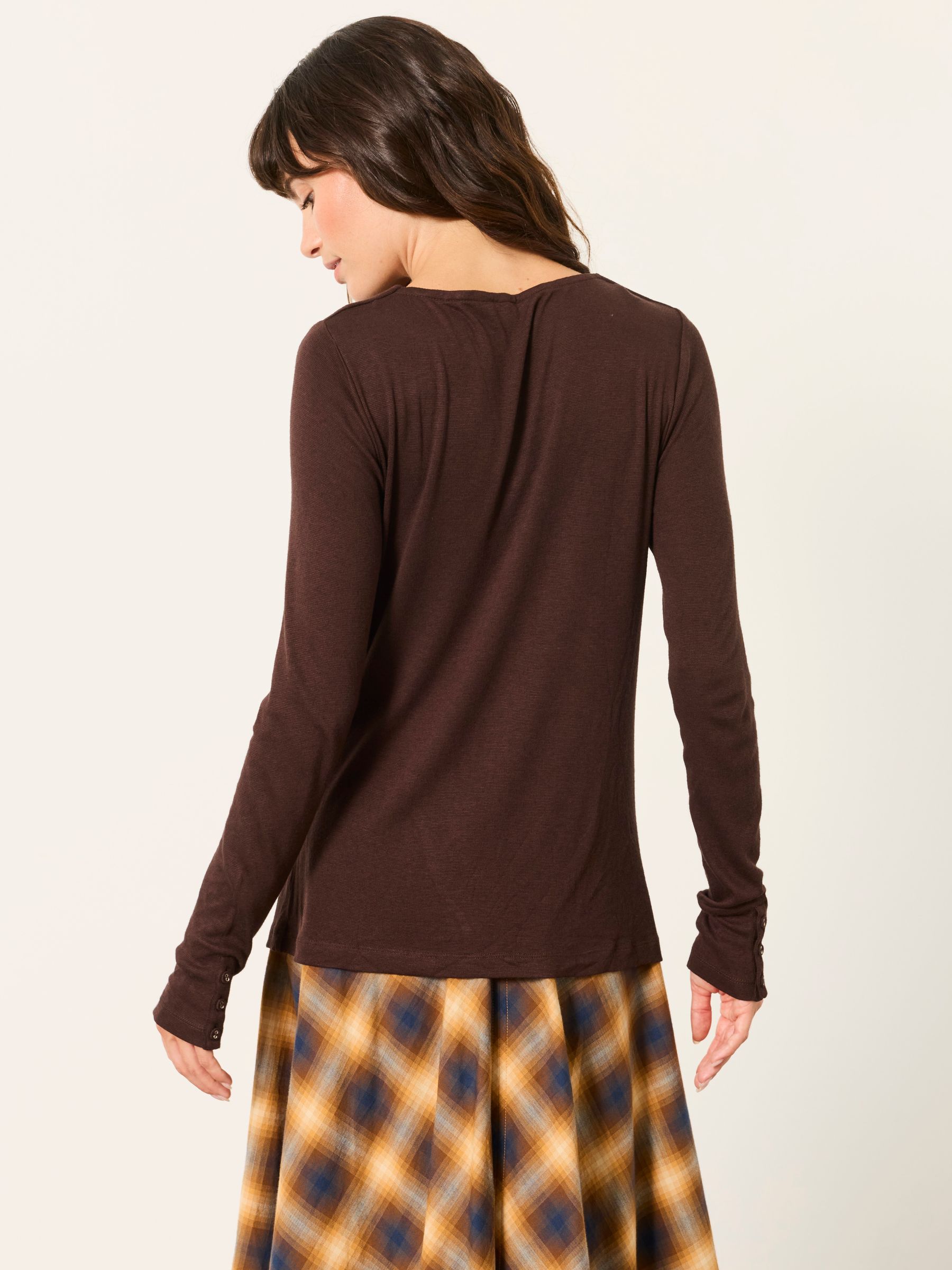 Lola Chocolate Brown Long Sleeve Cowl Neck Top - Image 2 of 6