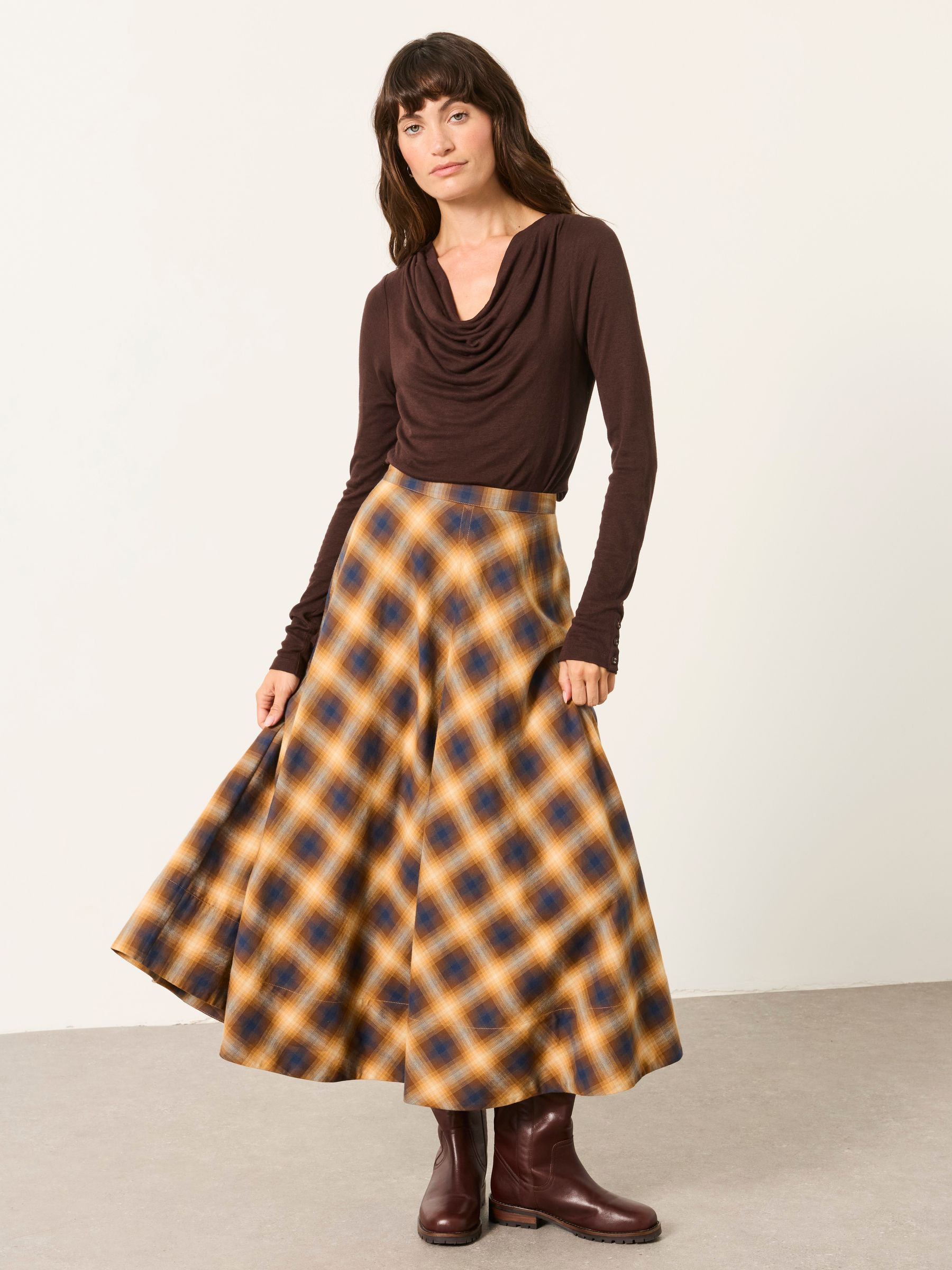 Lola Chocolate Brown Long Sleeve Cowl Neck Top - Image 4 of 6