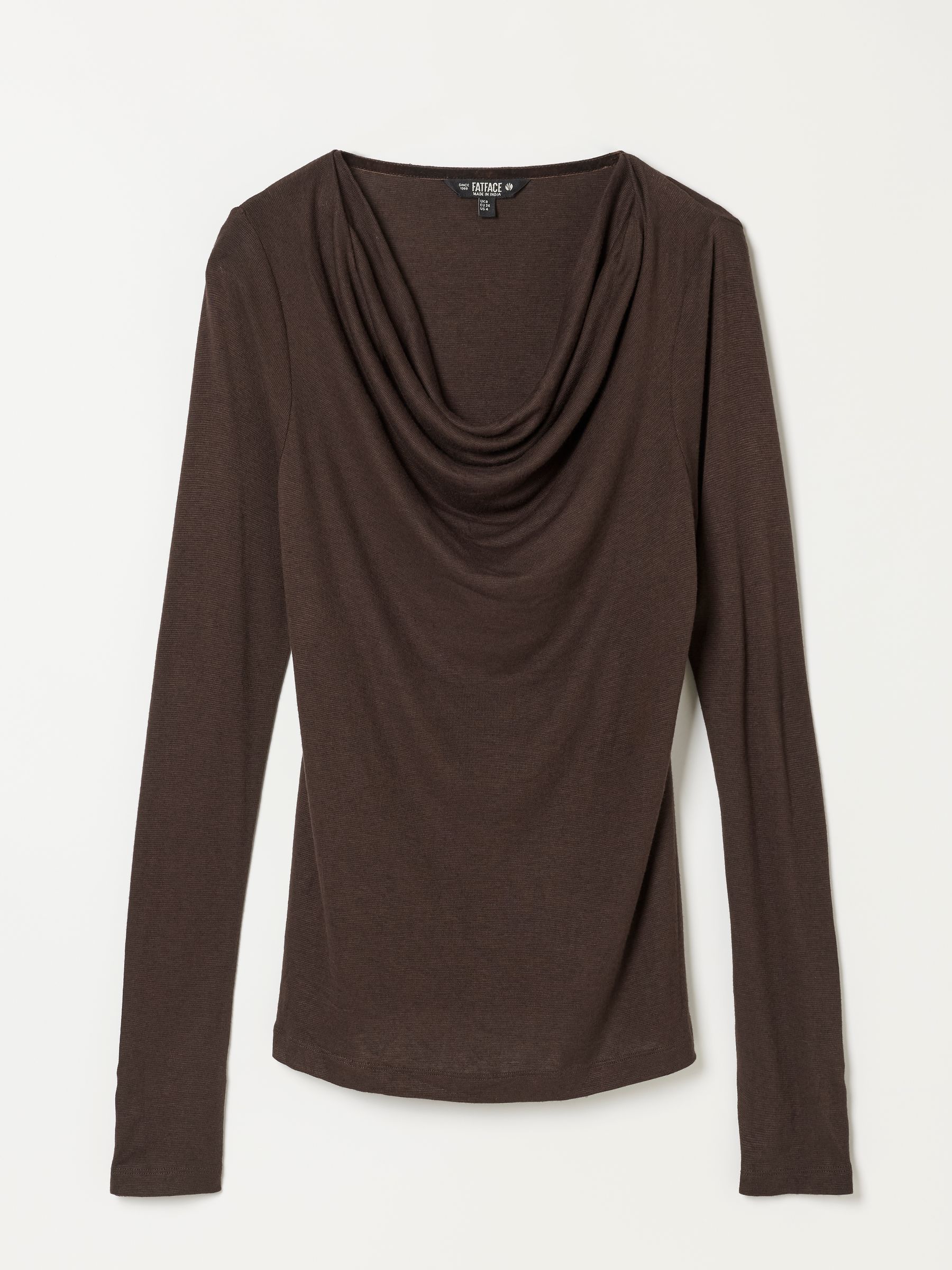 Lola Chocolate Brown Long Sleeve Cowl Neck Top - Image 6 of 6