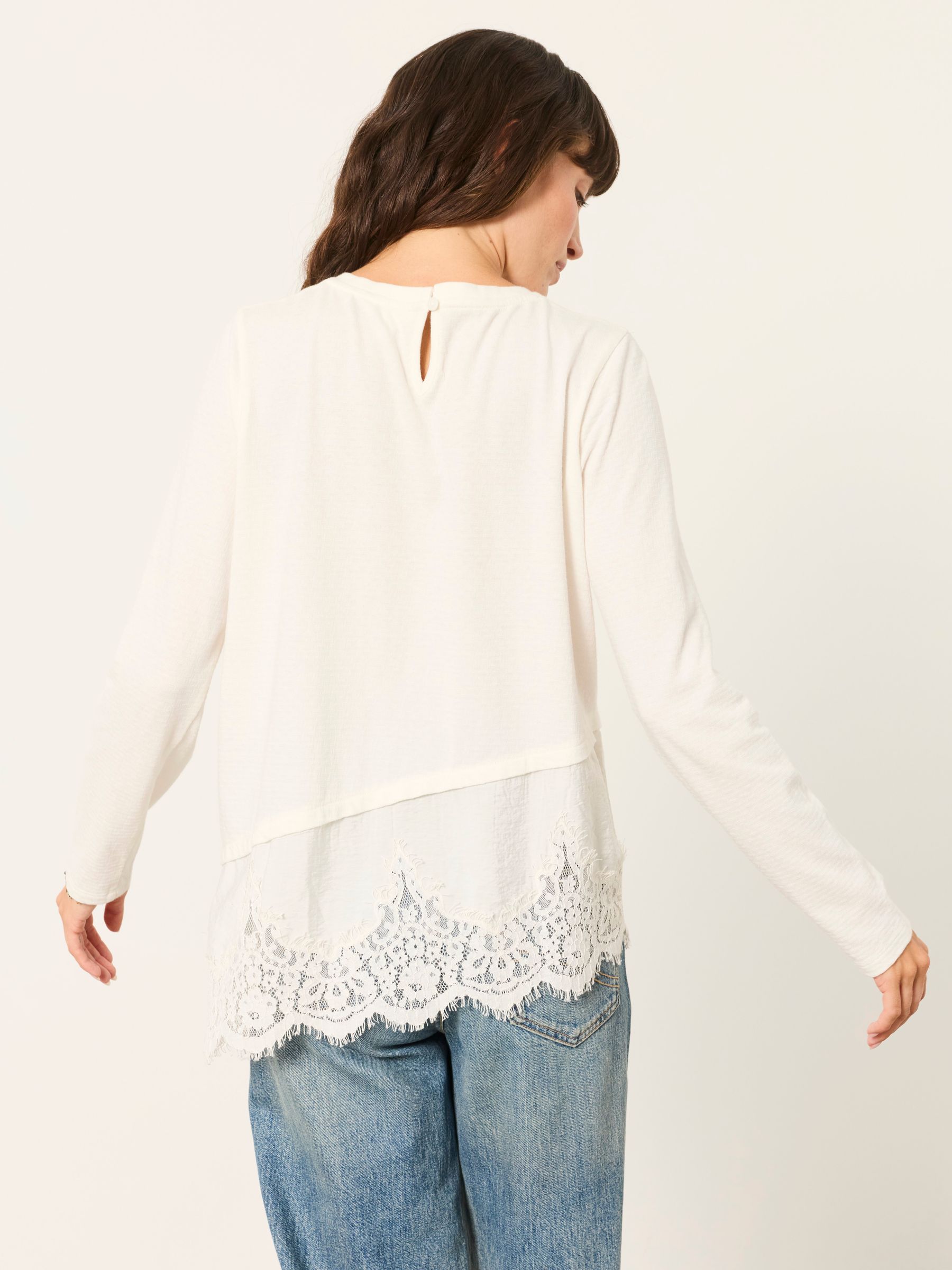 Fern Ivory Lace Trim T-Shirt - Image 2 of 6 Fern Ivory Lace Trim T-Shirt - Image 2 of 6
