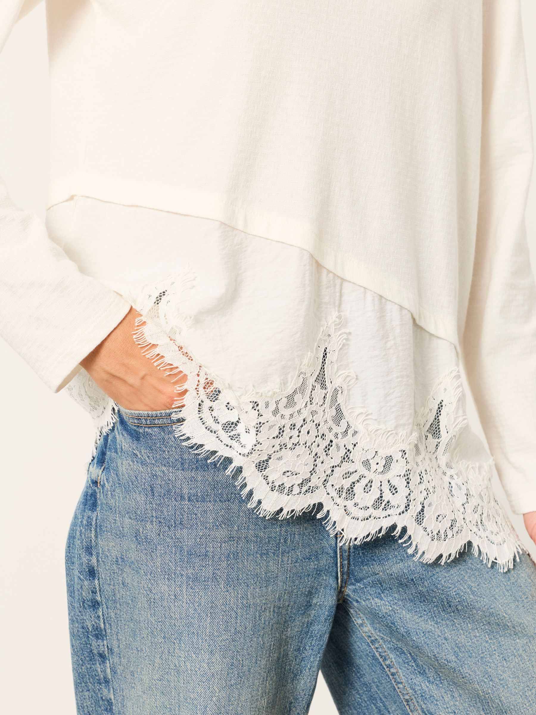 Fern Ivory Lace Trim T-Shirt - Image 3 of 6