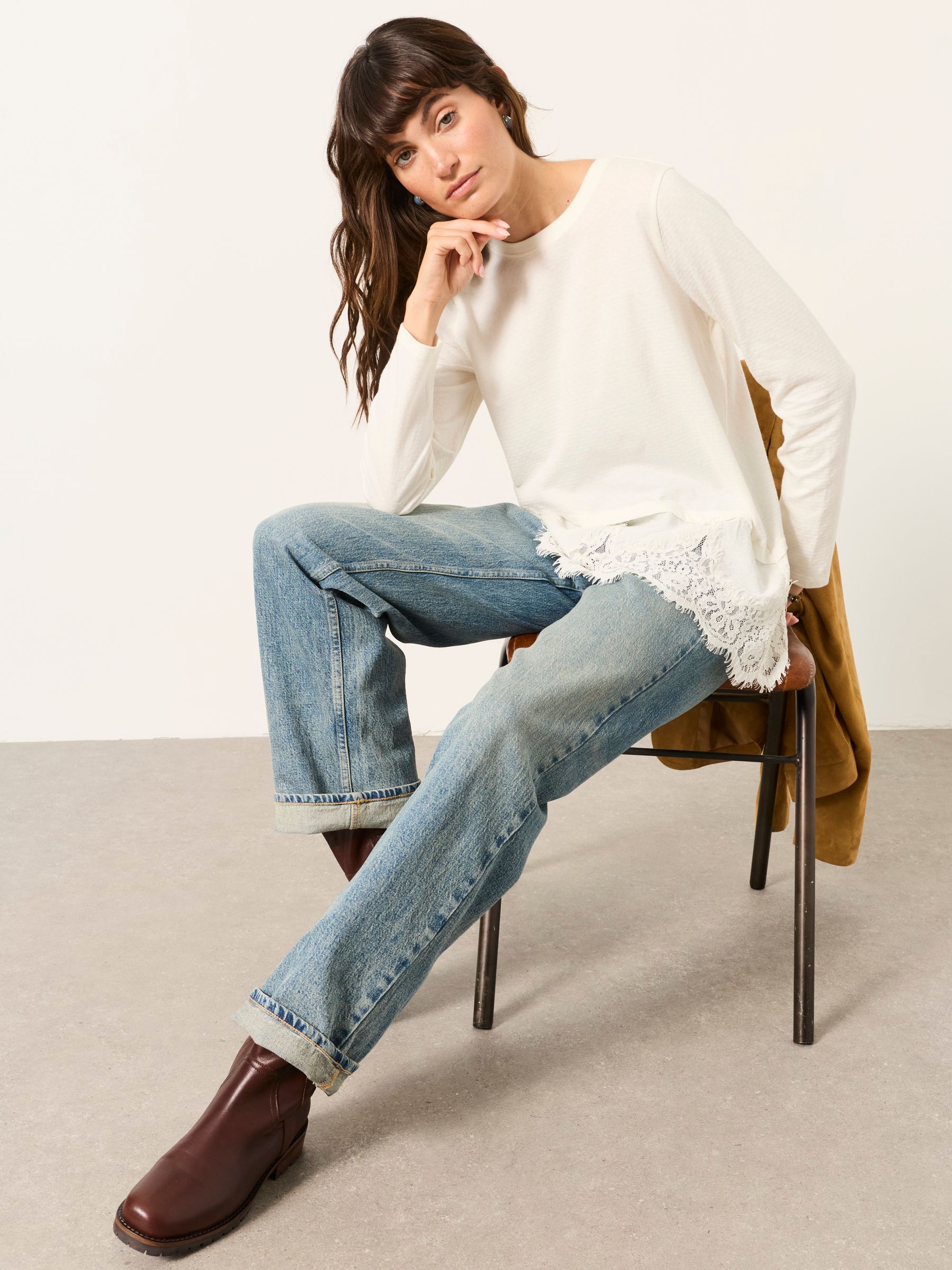 Fern Ivory Lace Trim T-Shirt - Image 5 of 6